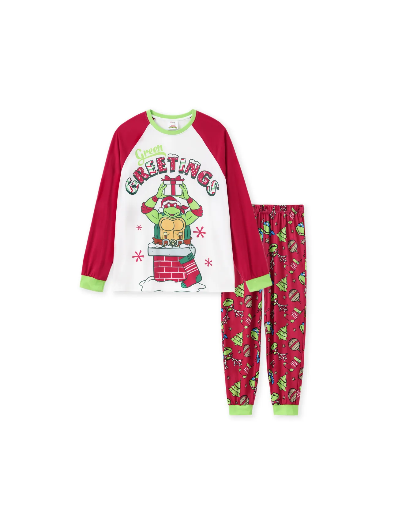 

Teenage Mutant Ninja Turtle Family matching Christmas Print Colorblock Long-sleeve Pajamas Set (Flame Resistant)