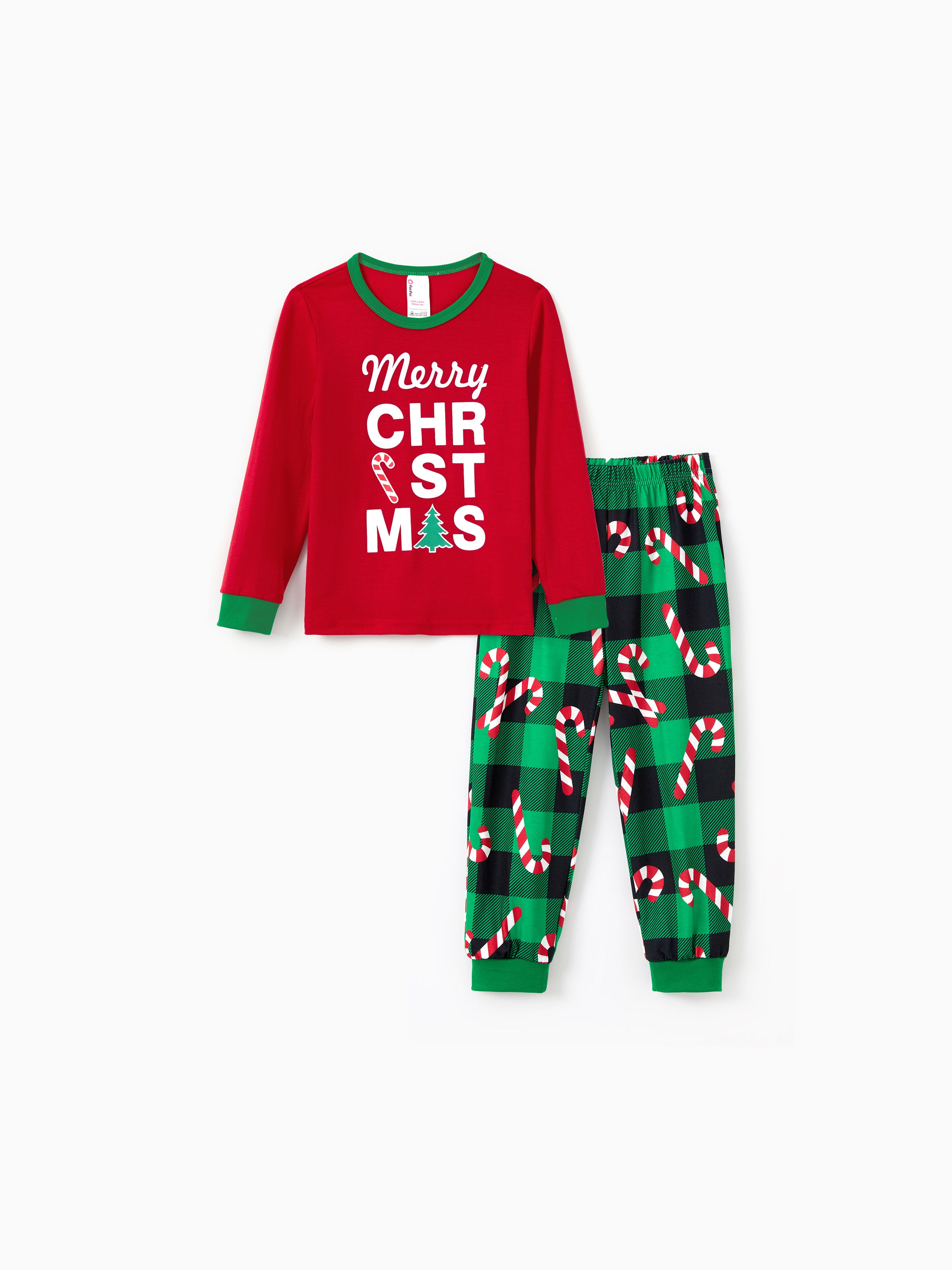 

Christmas Family Matching Glow in the Dark Merry Christmas Allover Candy Cane Heart Pajamas Sets