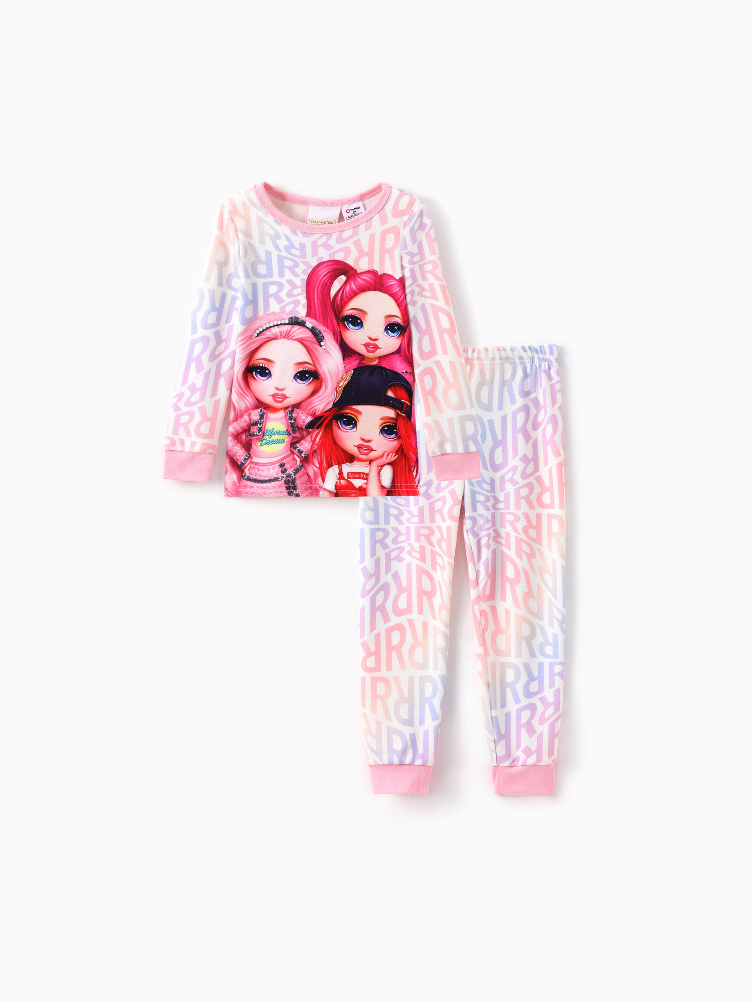 

Rainbow High Toddler/Kid Girl 2pcs Naia™ Character Rainbow Gradient Print Sleepwear Set