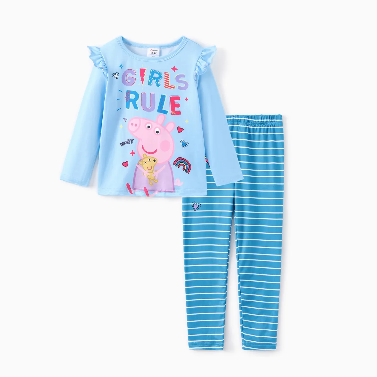 Peppa Pig Toddler Girl 2pcs Floral Polka Flutter Long-sleeve T-shirt with Leggings Set