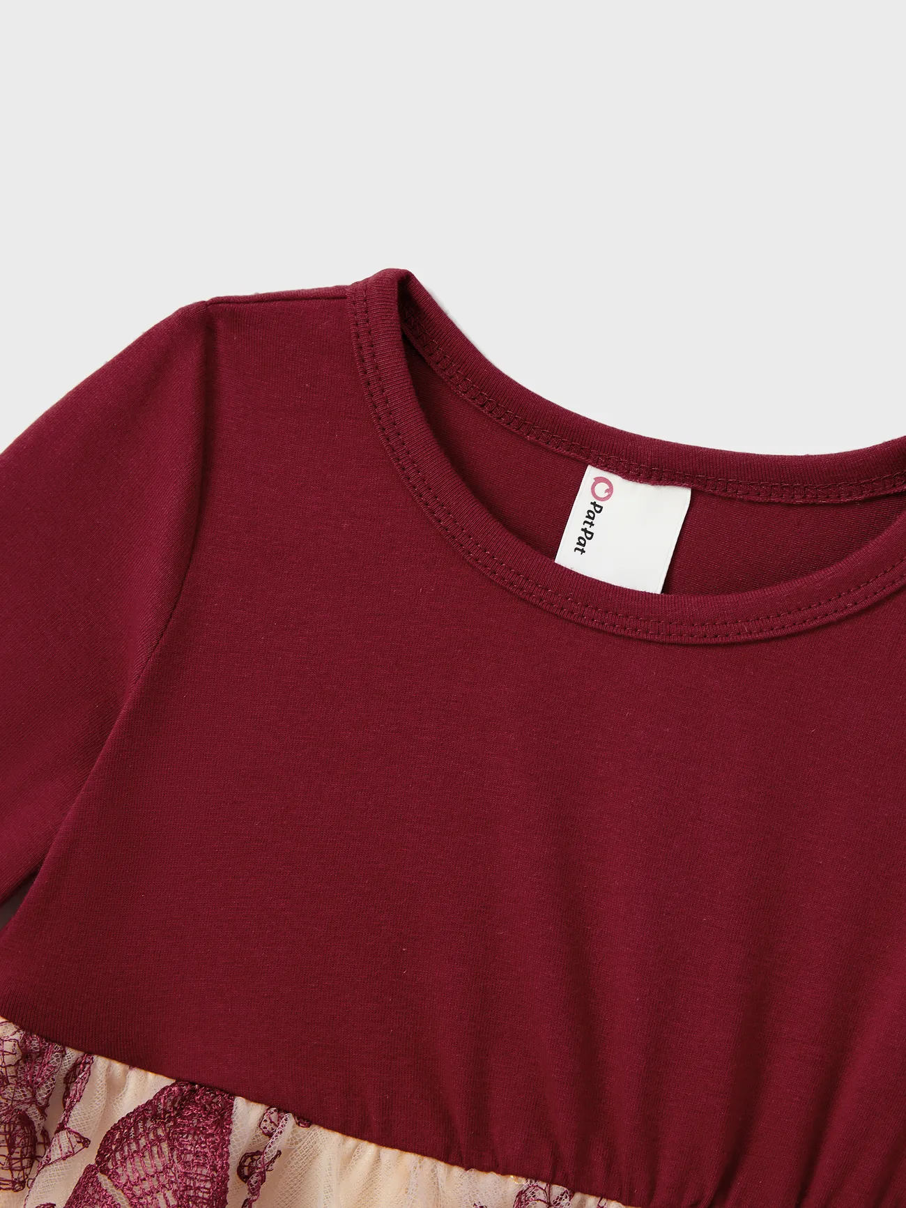 Baby Girl - Family Matching Sets Long Sleeves Sweatshirt or Off-Shoulder Butterfly Embroidered Tulle Dress - Burgundy - image 14