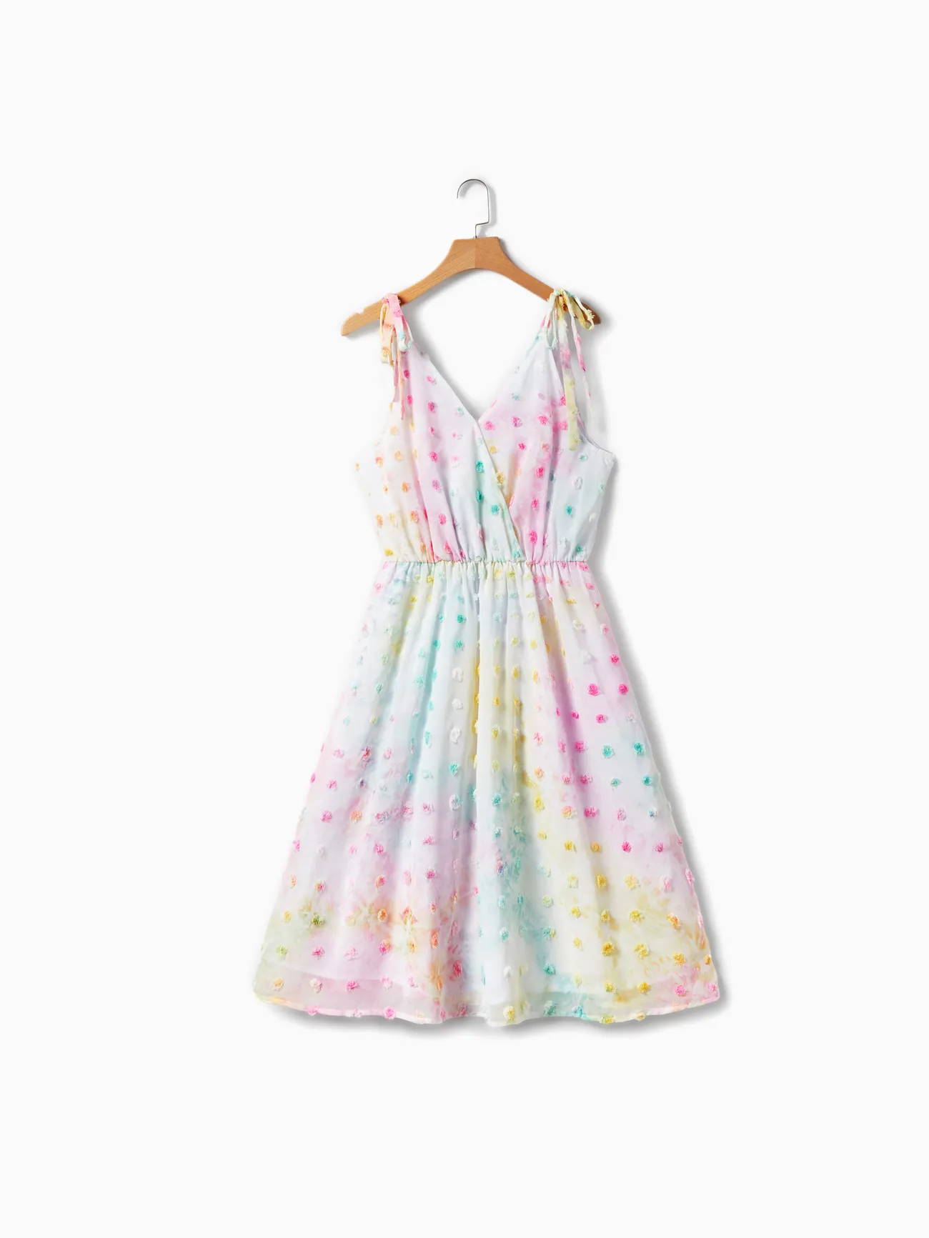 

Mommy and Me Swiss Dot Tie-Dye Multi-Color Dresses