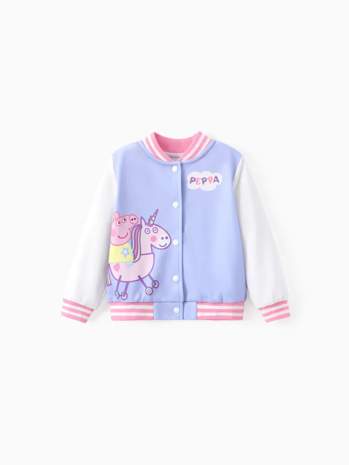 Peppa Pig Niña Pequeña 1pc Chaqueta de manga larga con estampado de unicornio Colorblock 