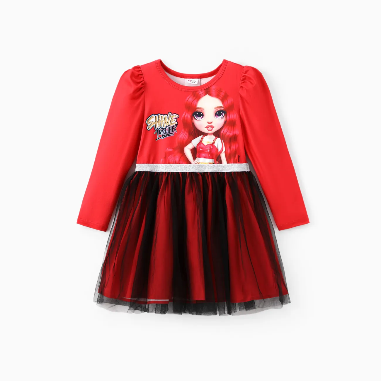 Rainbow High Toddler/Kid Girl 1pc Bella/Ruby/Violet Character Long-sleeve Gradient Print Mesh Dress