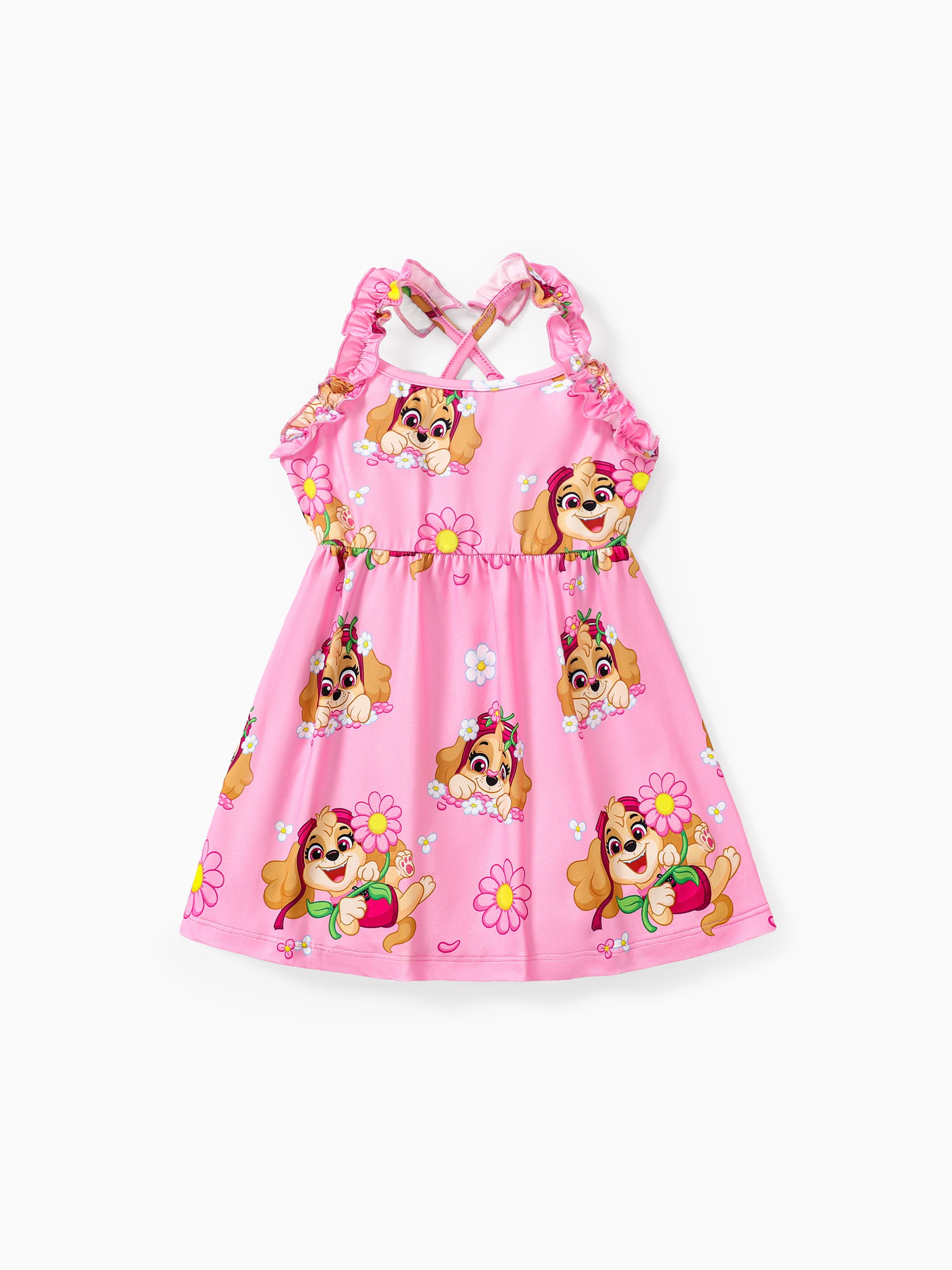 

PAW Patrol Skye Little Girl Ruffled Large Pattern Flower Print Sweet Dress