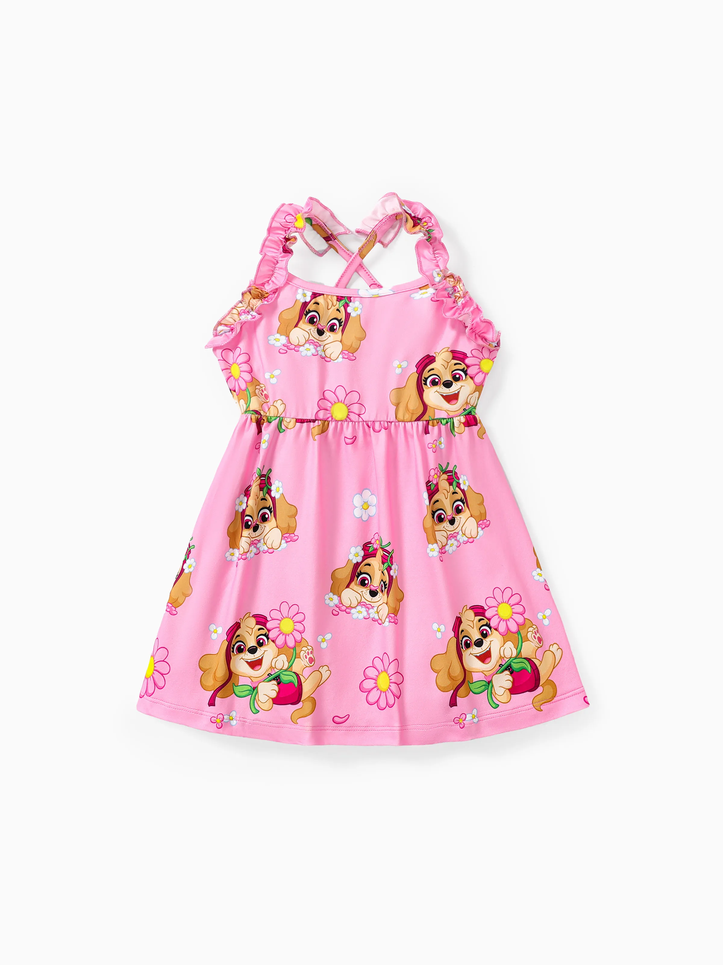 

PAW Patrol Skye Little Girl Ruffled Large Pattern Flower Print Sweet Dress