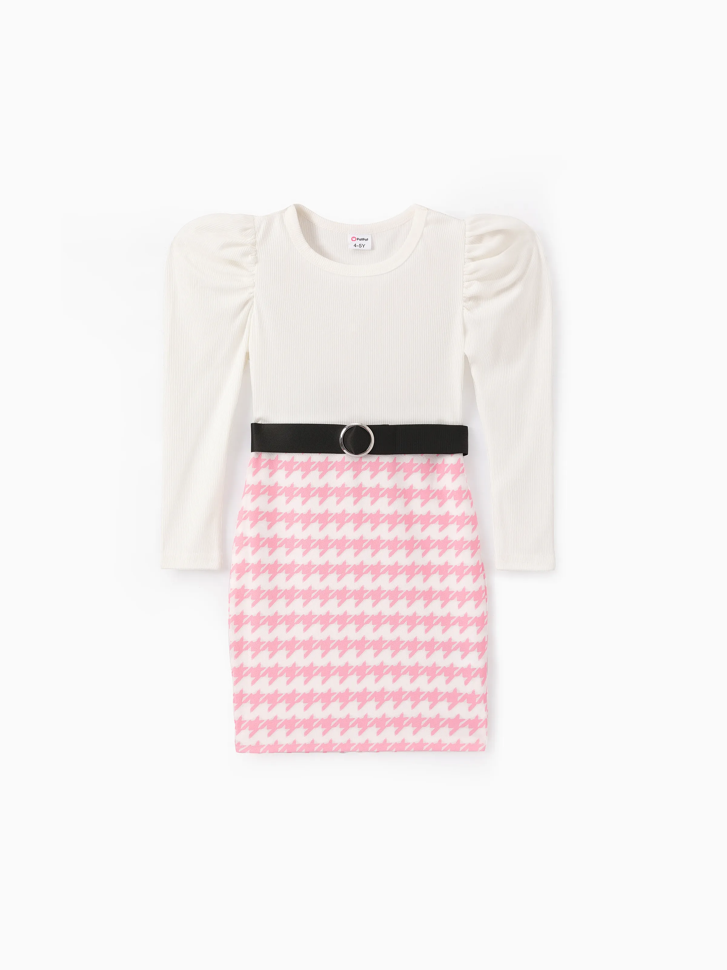 Toddler/Kid Girl Colorblock Puff-sleeve Dress