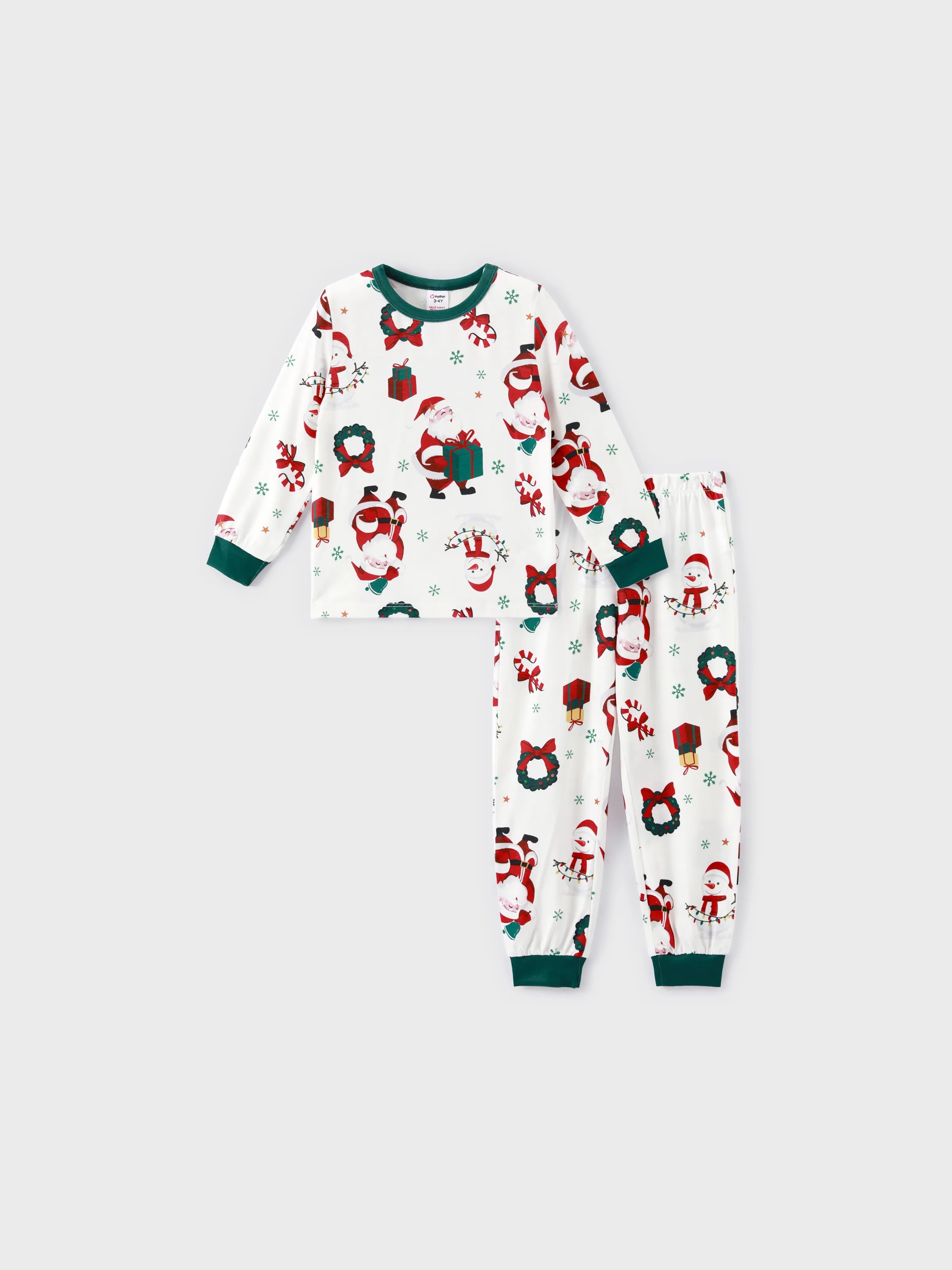 

Christmas Family Matching Santa & Wreaths Print Long-sleeve Pajamas Sets