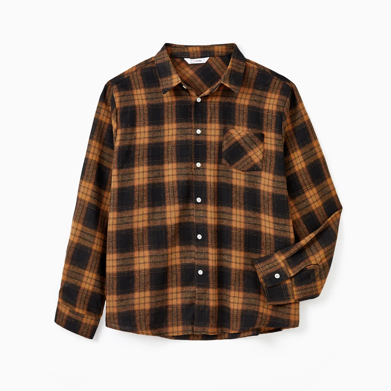 Christmas Family Matching Sets Brown&Black Check Plaid Long-sleeve Botton Dwon Top/Dress/Romper