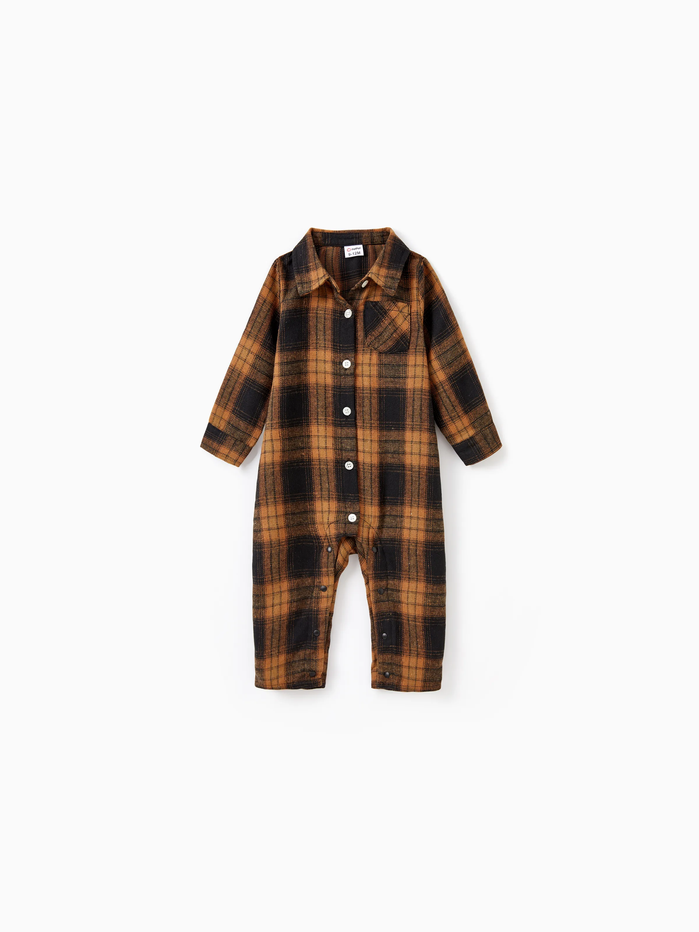 

Christmas Family Matching Sets Brown&Black Check Plaid Long-sleeve Botton Dwon Top/Dress/Romper