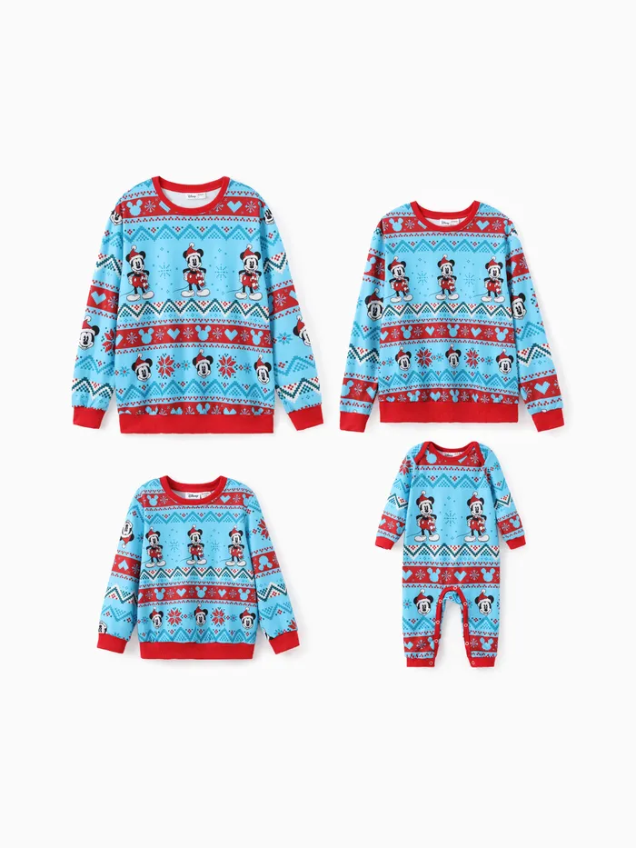 Disney Mickey and Friends Family Matching Christmas Character Allover Print Sweatshirt