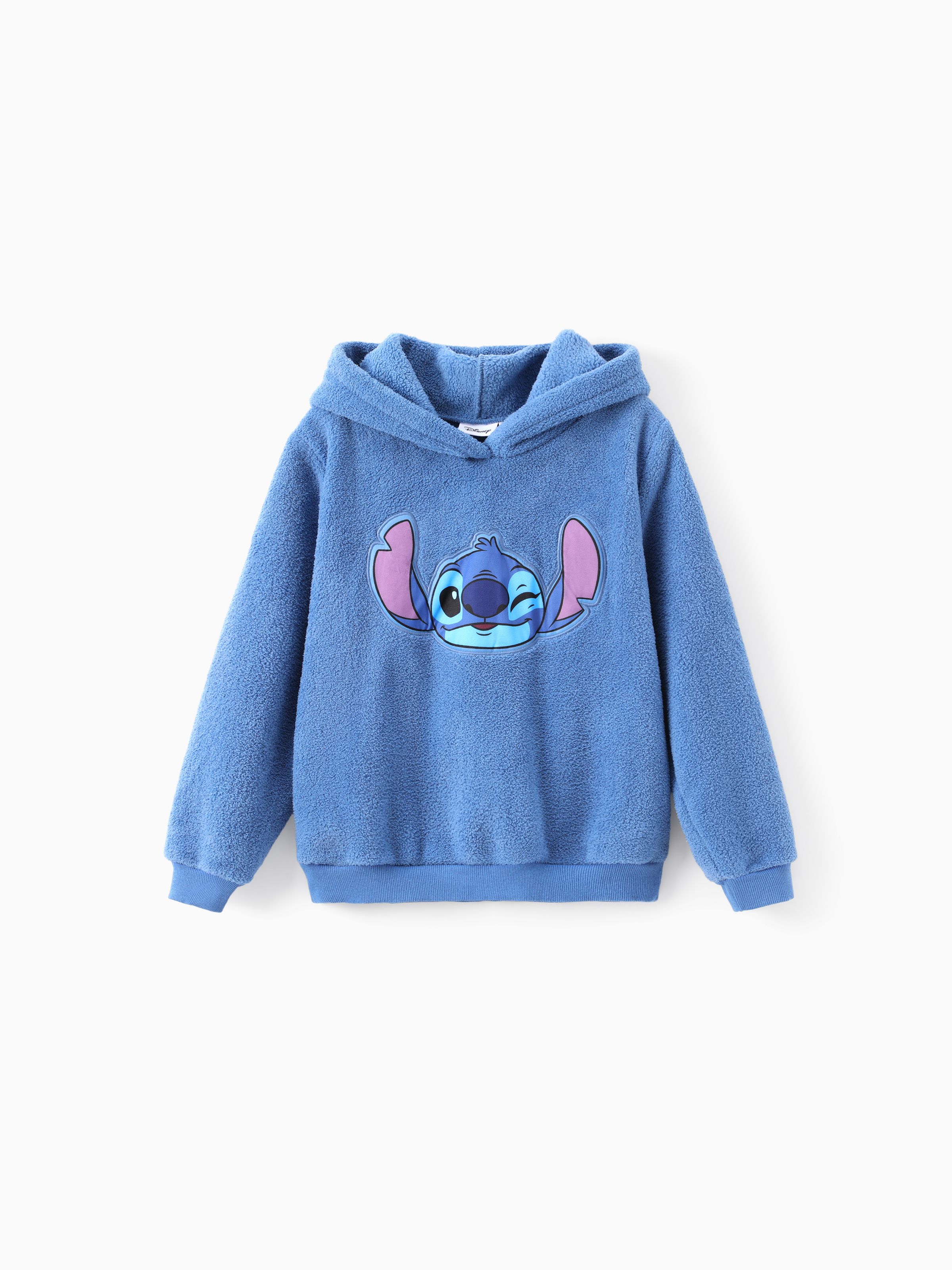 

Disney Stitch Kid 1pc Character Applique Embroidered Plush Long-sleeve Hooded Sweatshirt