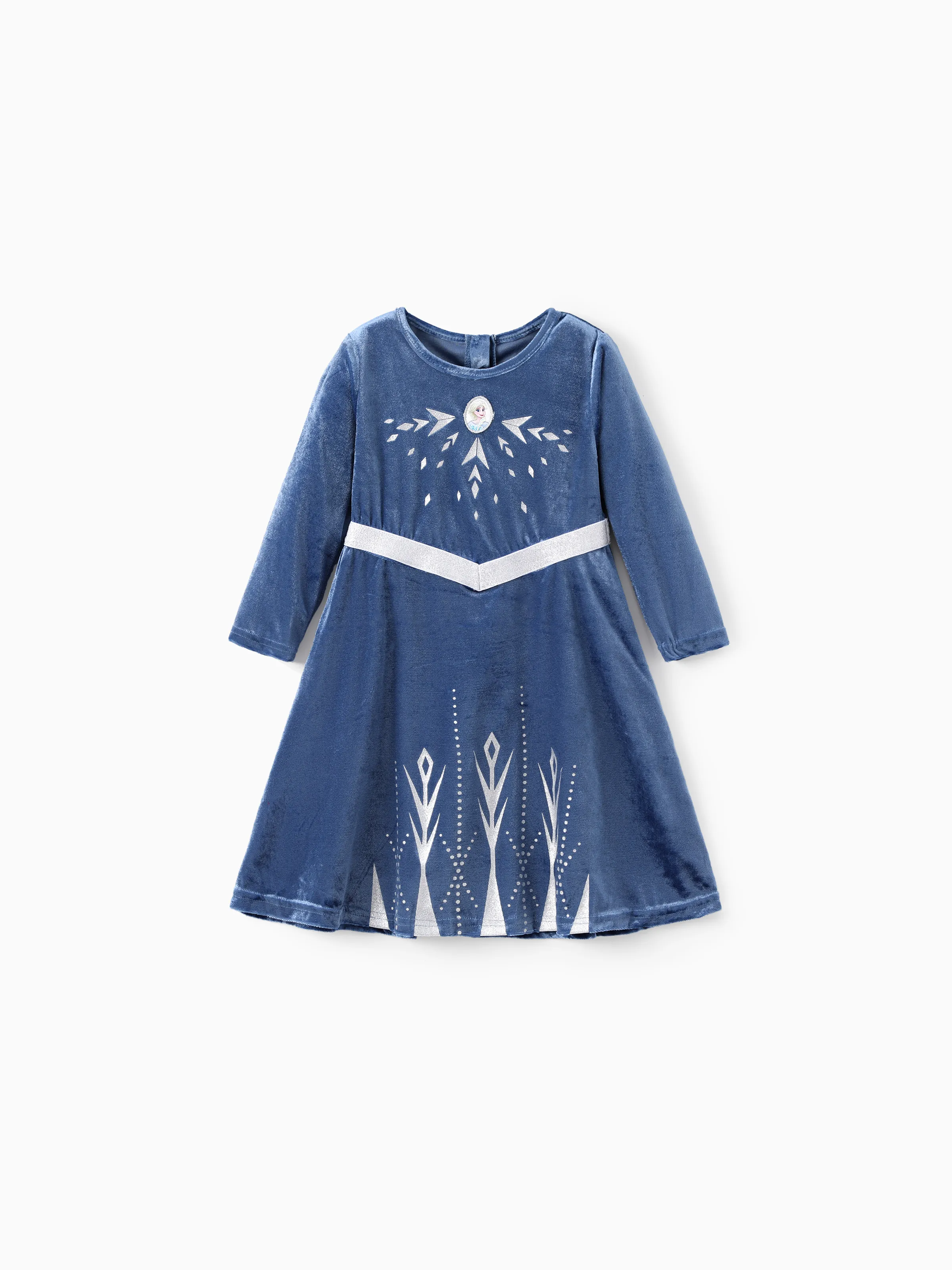 Disney La Reine des Neiges Tout-petit Fille 1pc Elsa argent pressé Robe en velours à manches longues