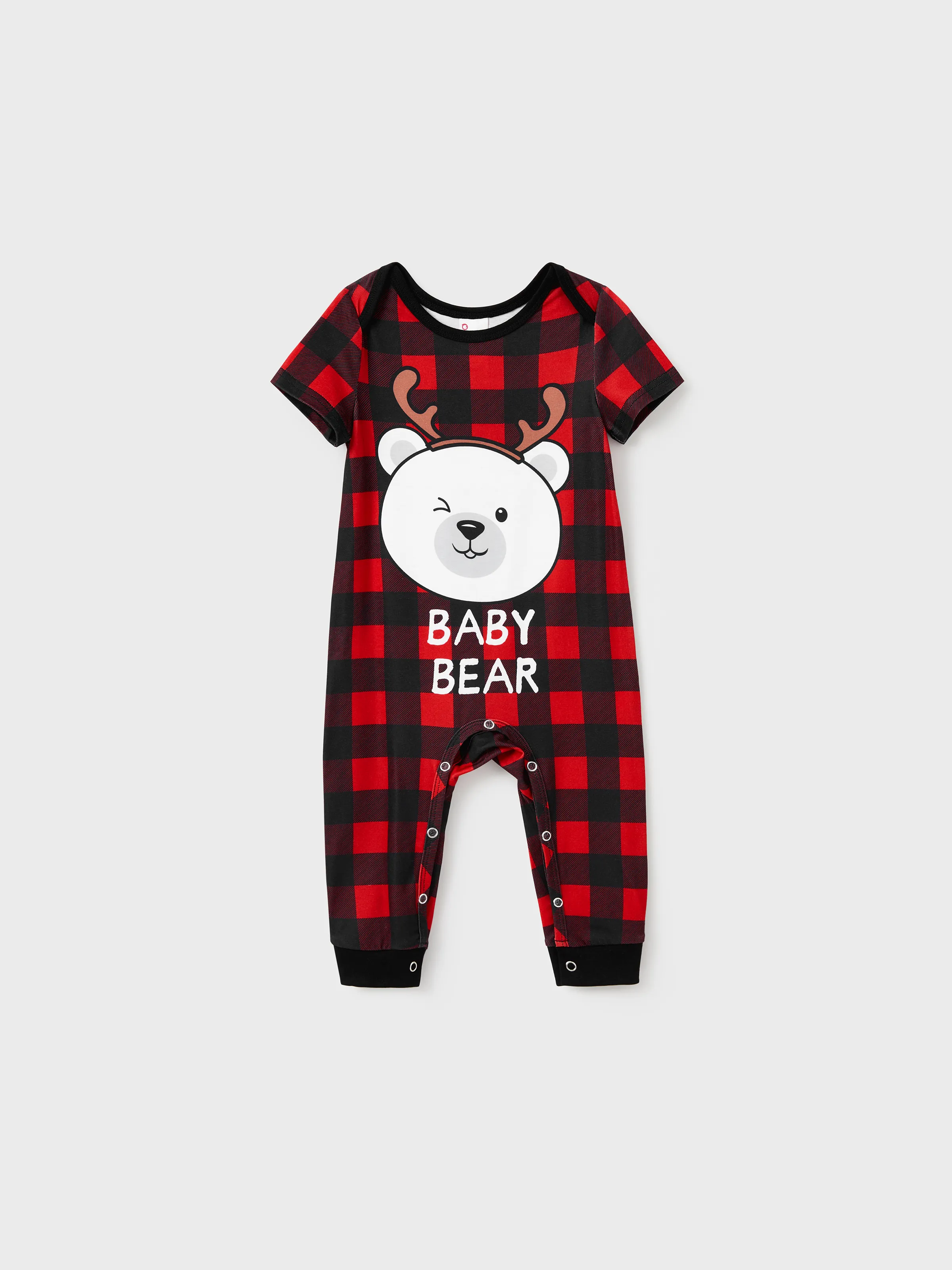 

Christmas Pajamas Family Matching Xmas Bear Raglan Short Sleeves Top Plaid Shorts Pajamas Sets