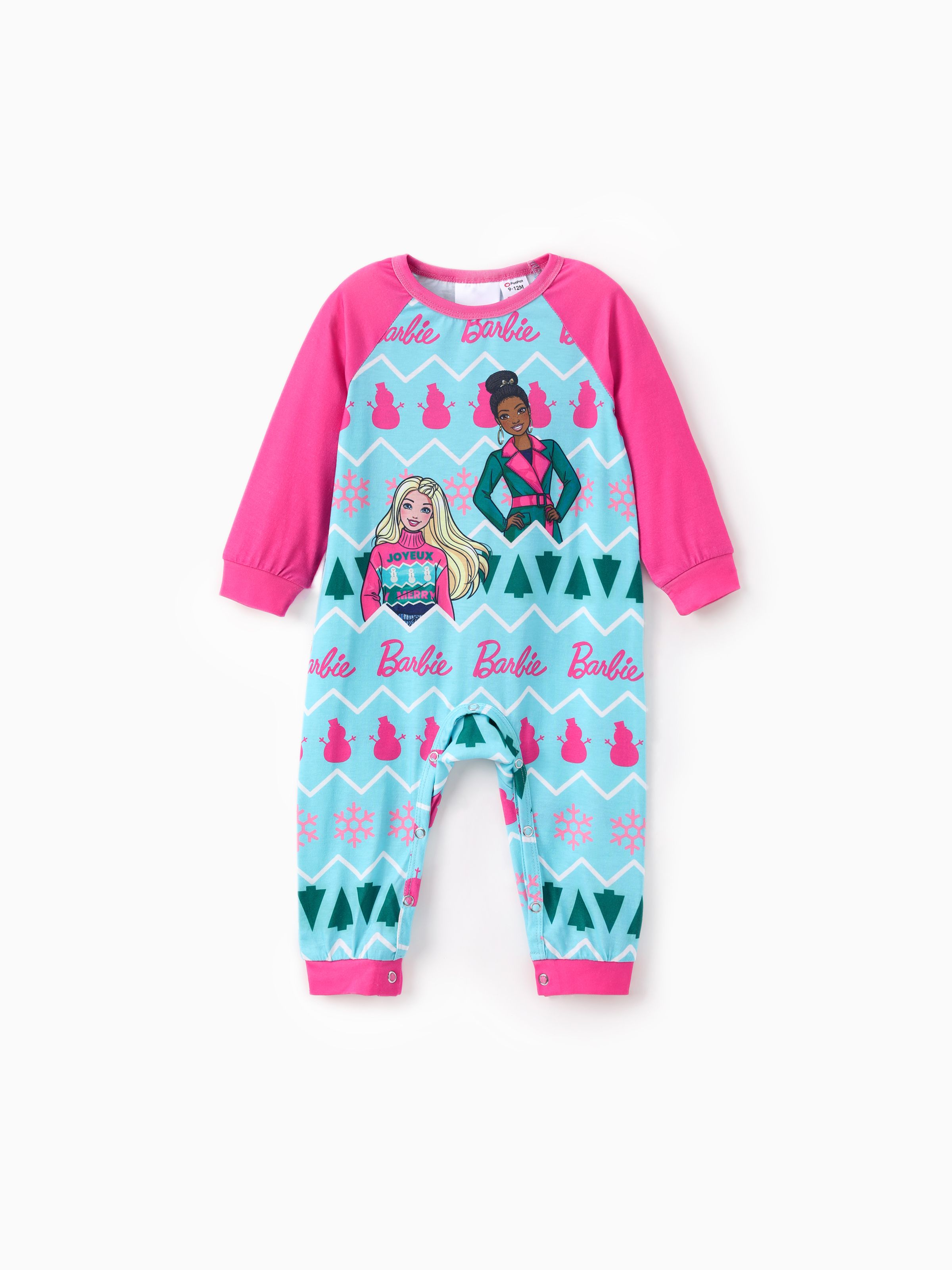 

Barbie Christmas Mommy and Me Colorblock Snowman Pattern Print Pajamas Sets (Flame Resistant)