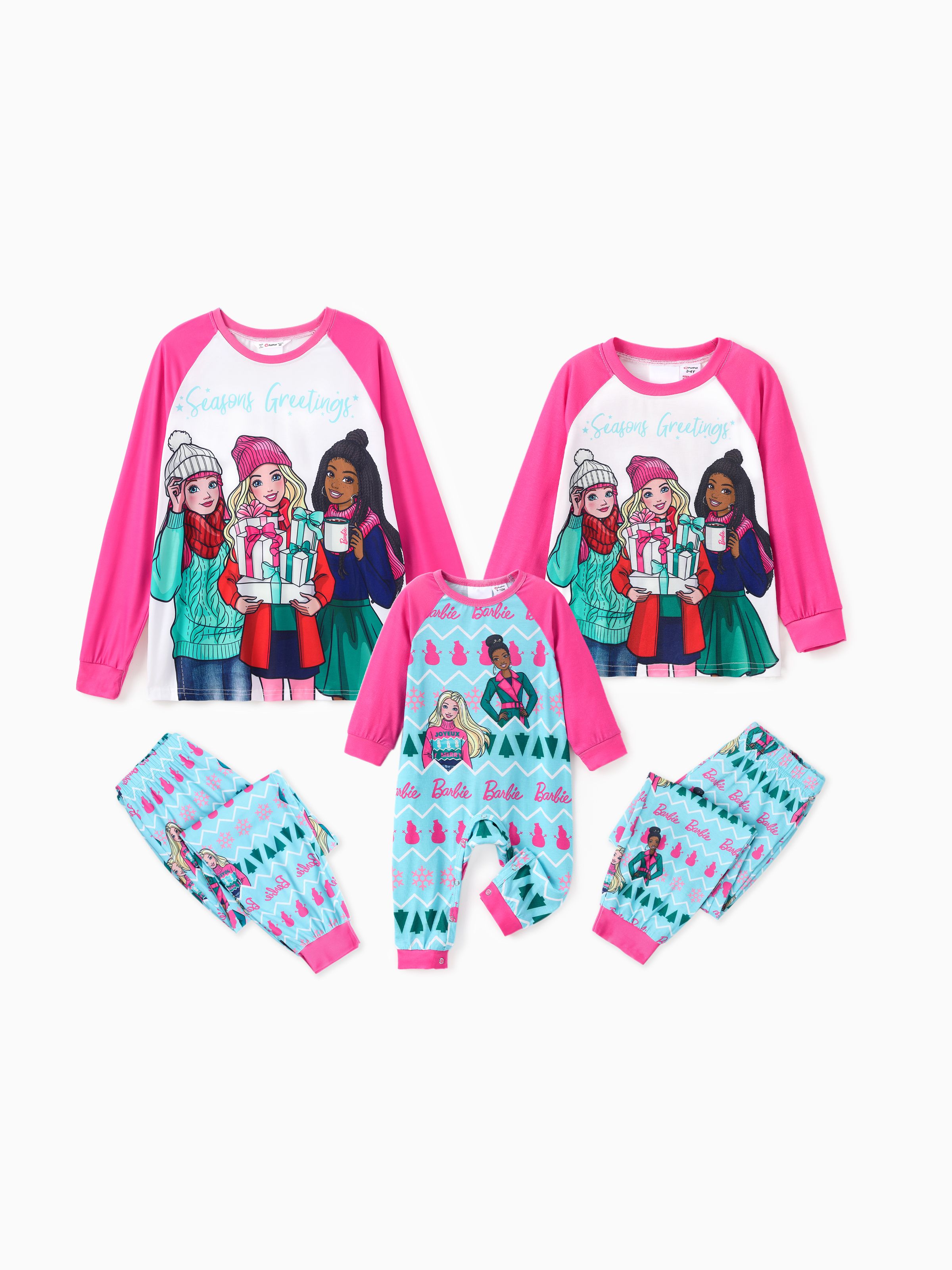 Barbie Navidad Looks familiares Manga larga Conjuntos combinados para familia Pijamas Flame Resistant Solo 39.99 PatPat US Moviles