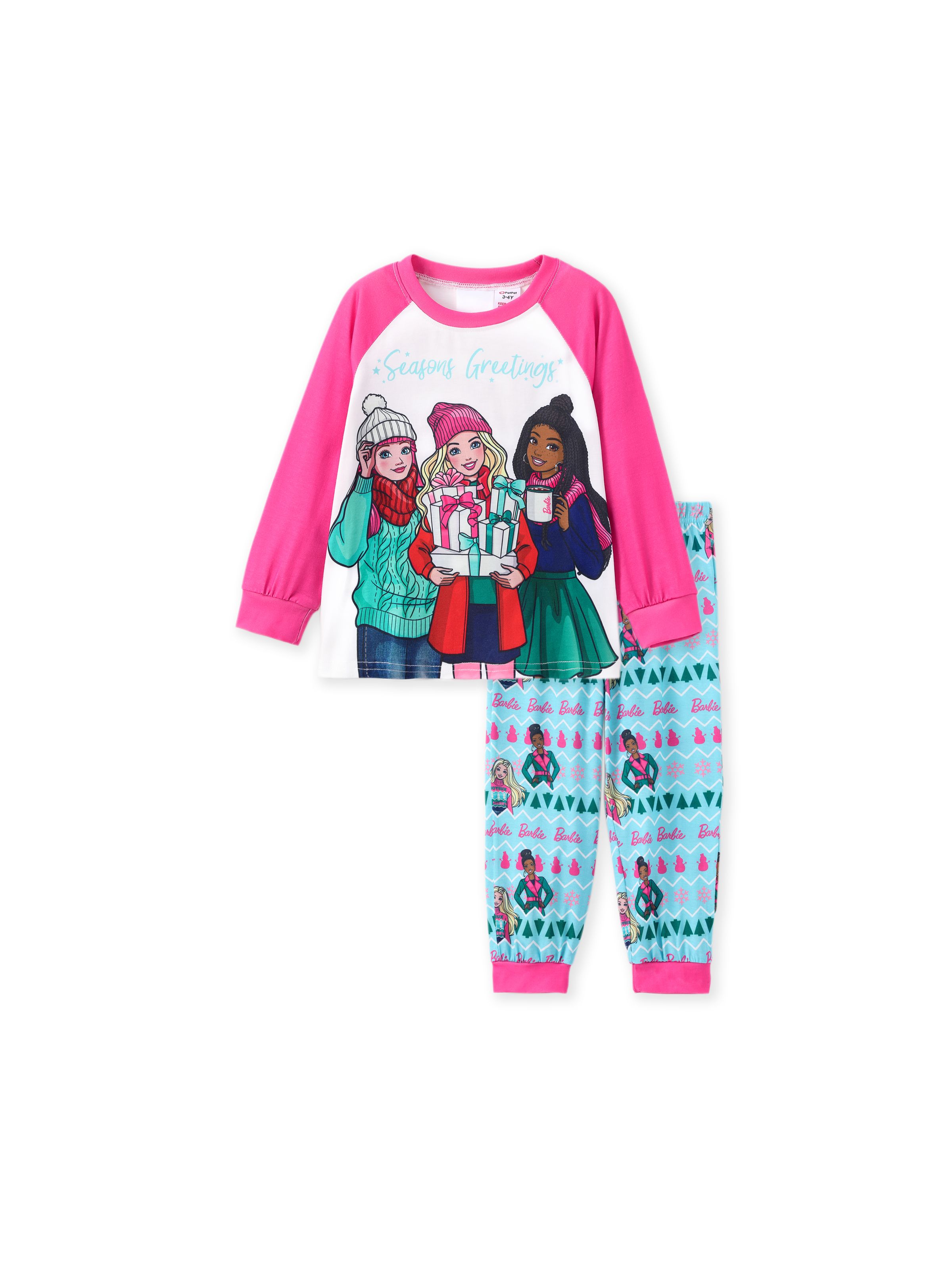 

Barbie Christmas Mommy and Me Colorblock Snowman Pattern Print Pajamas Sets (Flame Resistant)