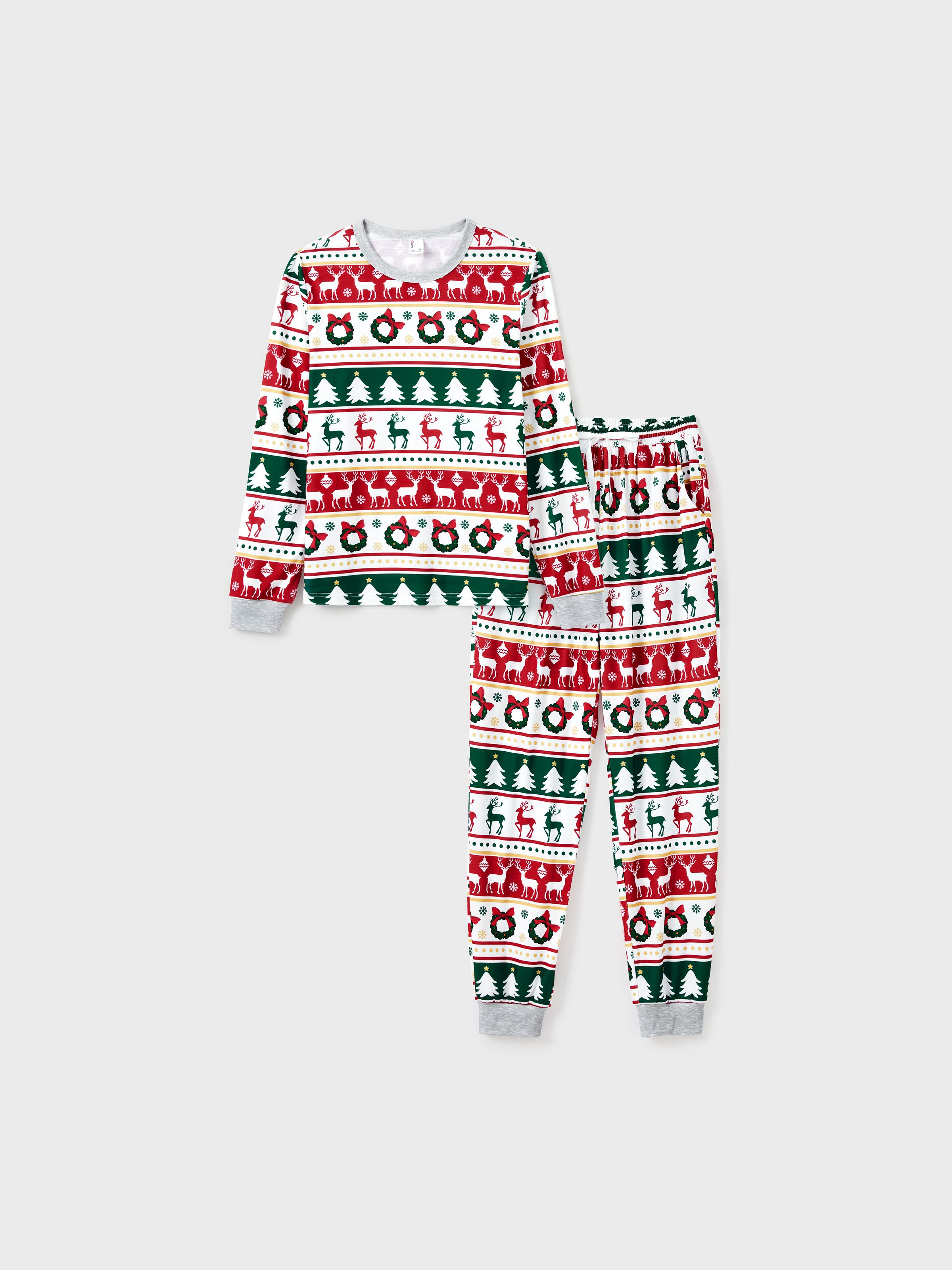 

Christmas Pajamas Family Matching Allover Reindeer/Xmas Tree Pattern PJs Sets