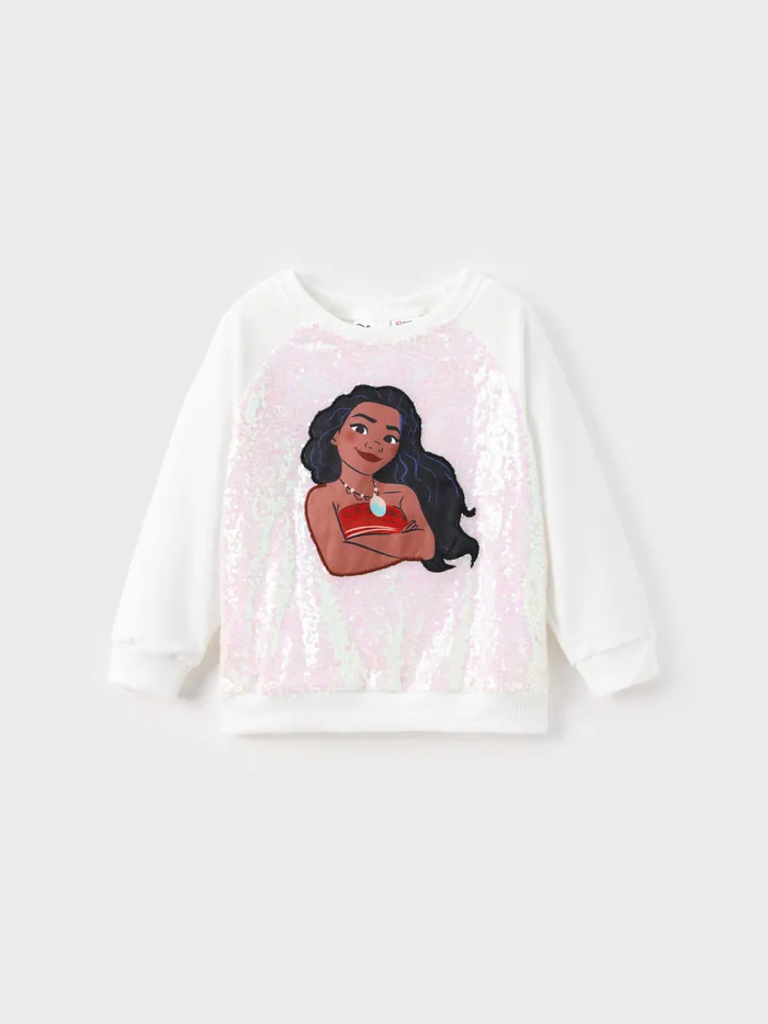 Princesa Disney Niña Pequeña Moana/Ariel Sudadera de manga larga con lentejuelas 