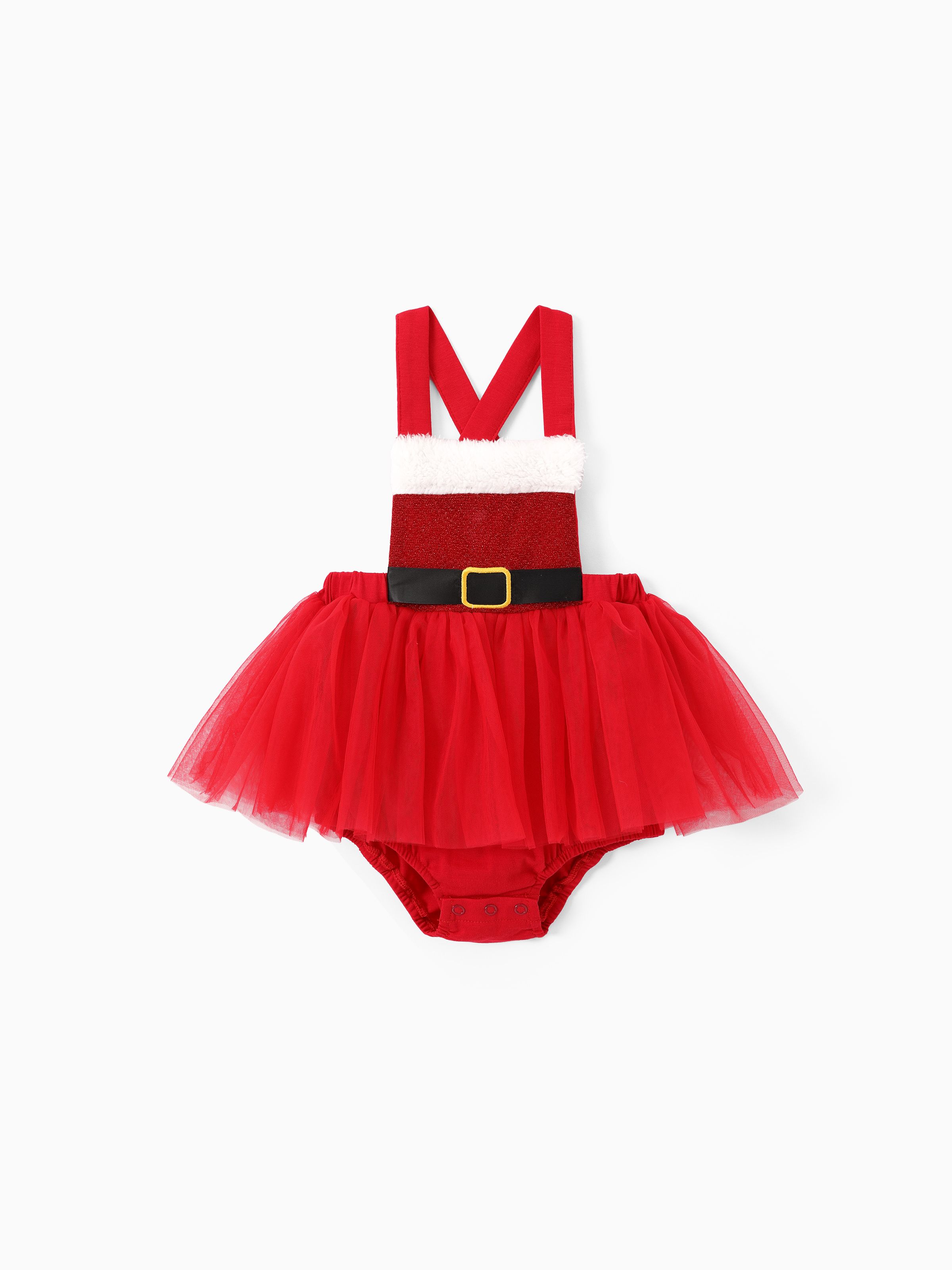 

Baby Girl Christmas Mesh Strap Romper