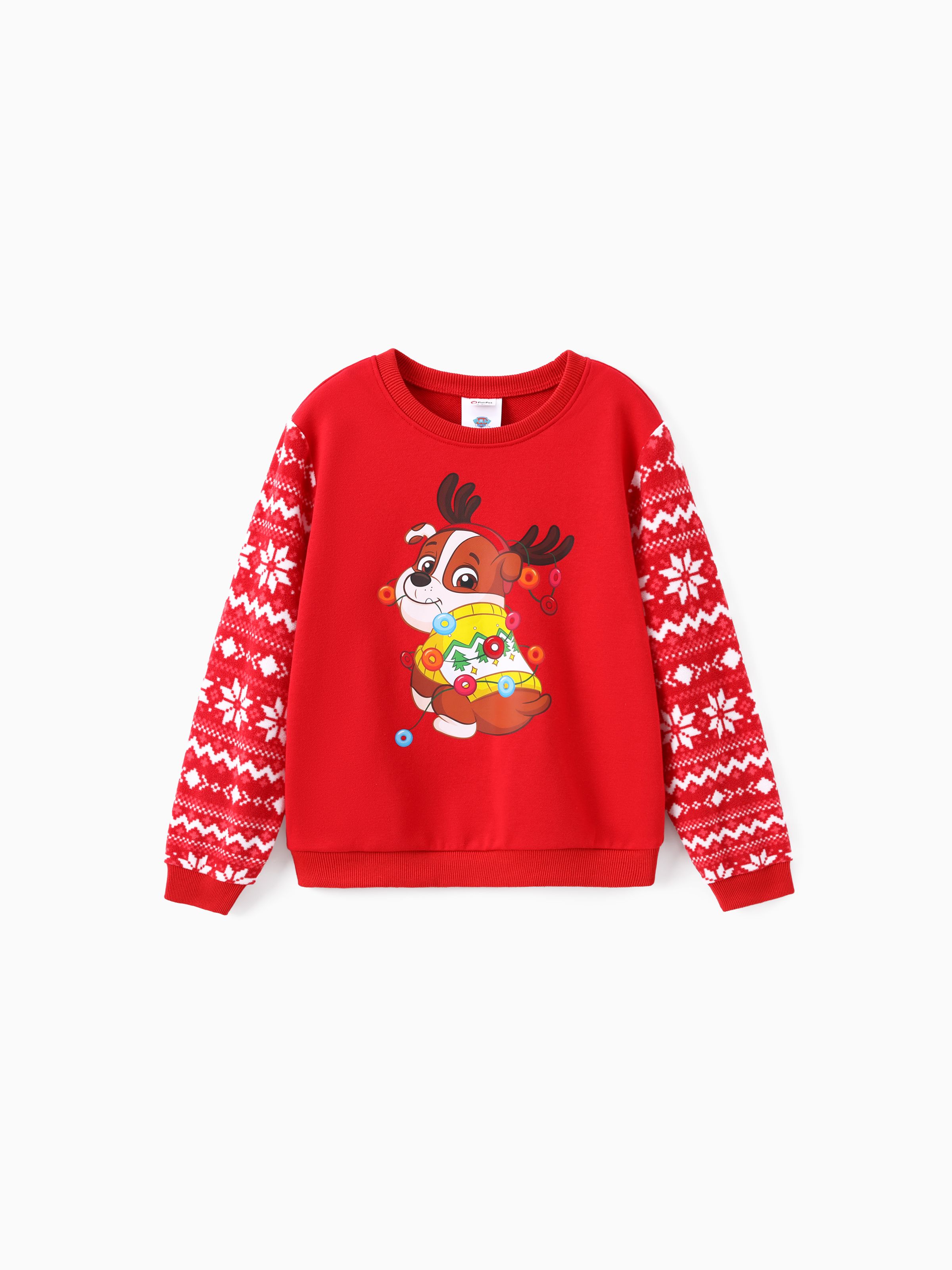 

PAW Patrol Family Matching Chase Skye And Rubble Christmas Plush Snowflake Pattern Sweatshirt