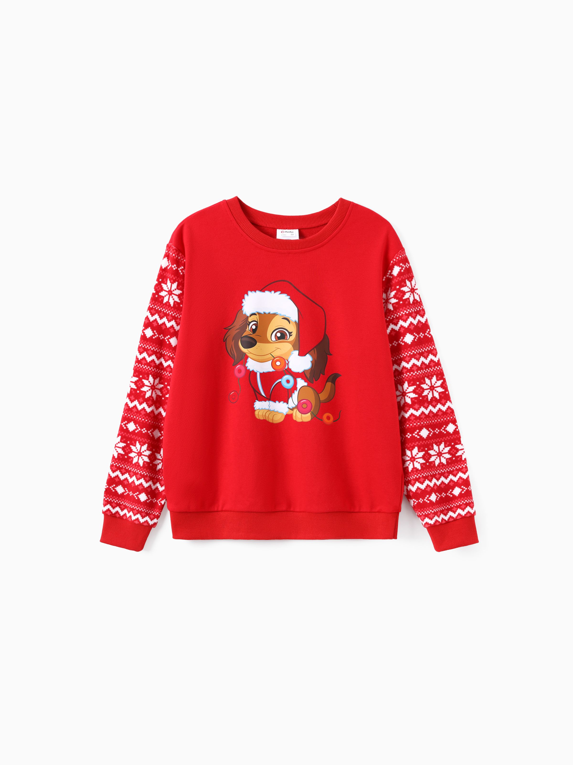 

PAW Patrol Family Matching Chase Skye And Rubble Christmas Plush Snowflake Pattern Sweatshirt