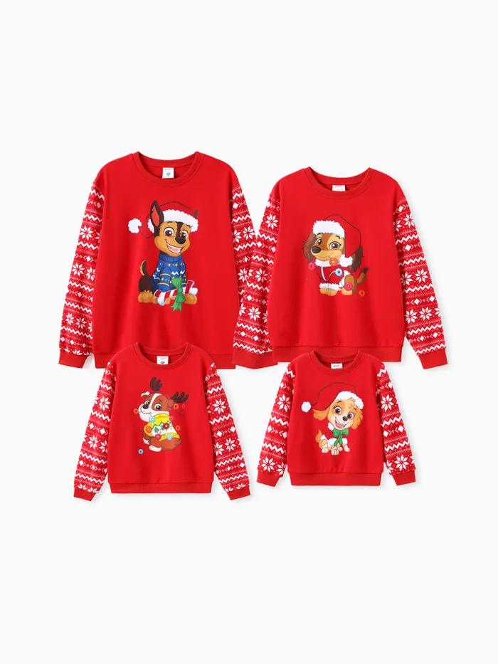 PAW Patrol Family Matching Chase Skye And Rubble Christmas Plush Snowflake Pattern Sweatshirt