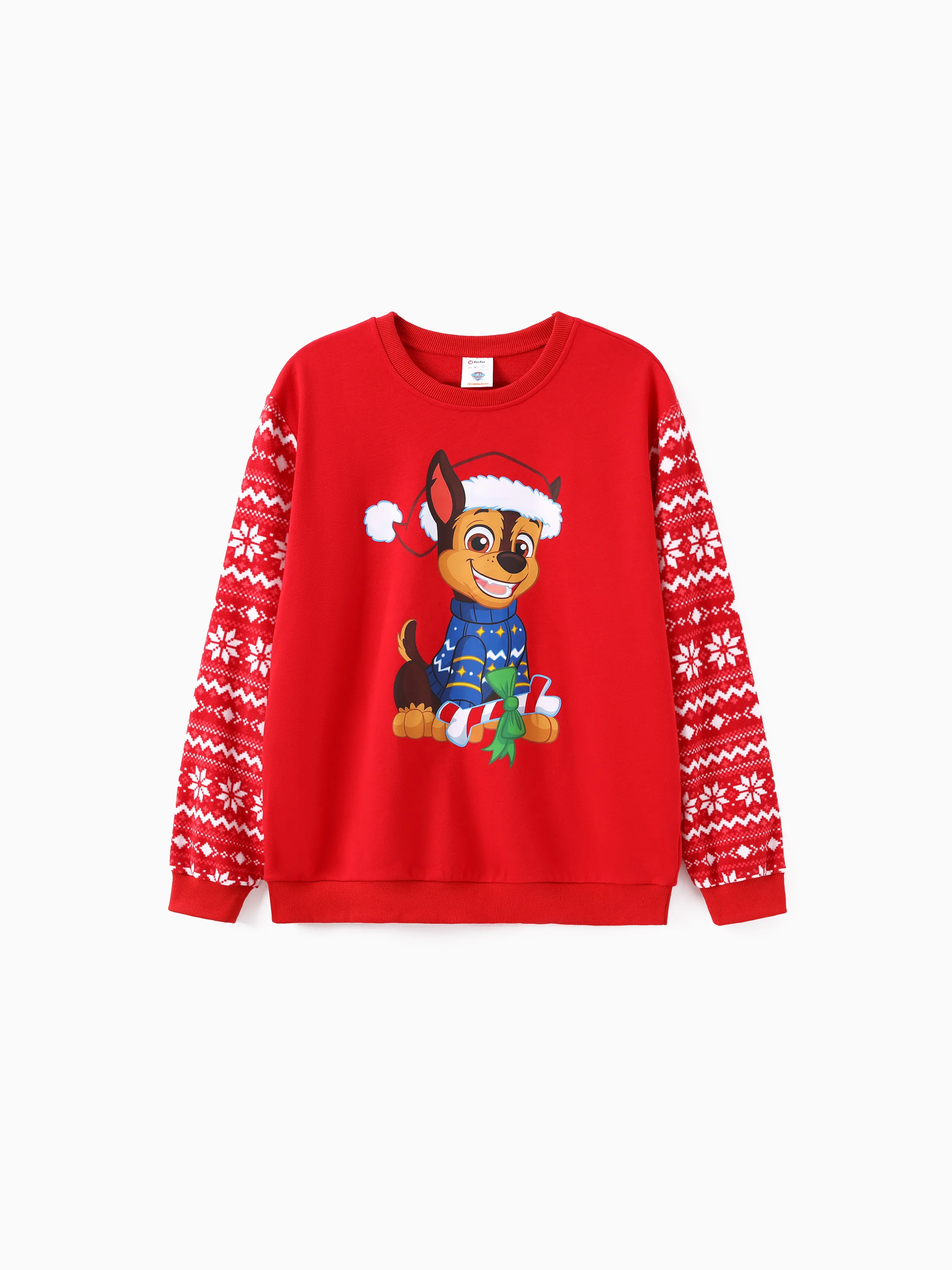 

PAW Patrol Family Matching Chase Skye And Rubble Christmas Plush Snowflake Pattern Sweatshirt