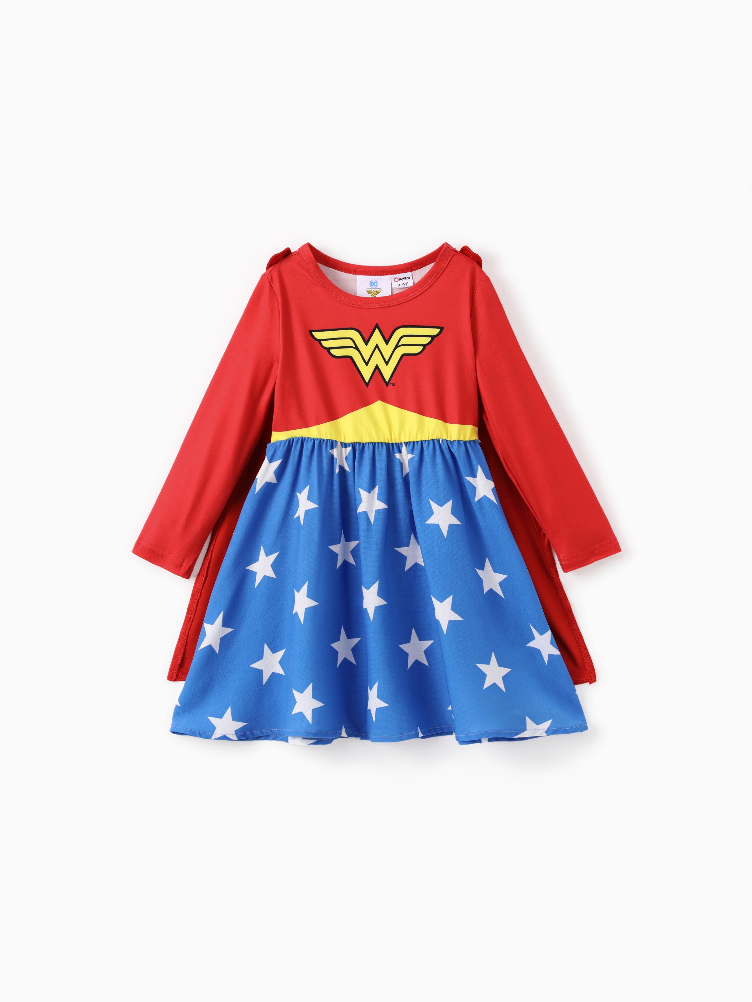 

Justice League Family matching Cosplay Costume Superman/Wonder woman Logo Print Long-sleeve Sweatshirt/Dress/Jumpsuit With Cape