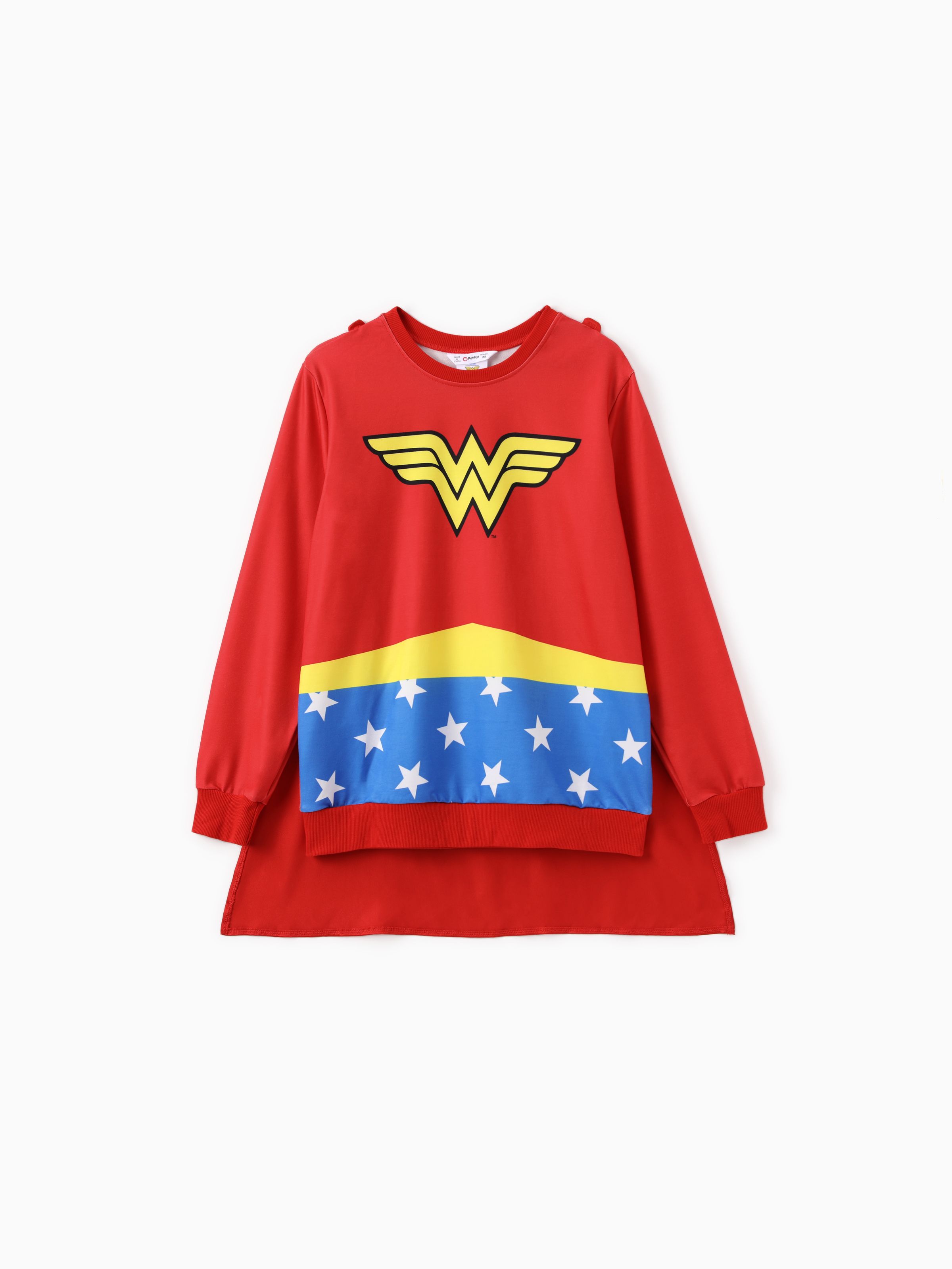 

Justice League Family matching Cosplay Costume Superman/Wonder woman Logo Print Long-sleeve Sweatshirt/Dress/Jumpsuit With Cape