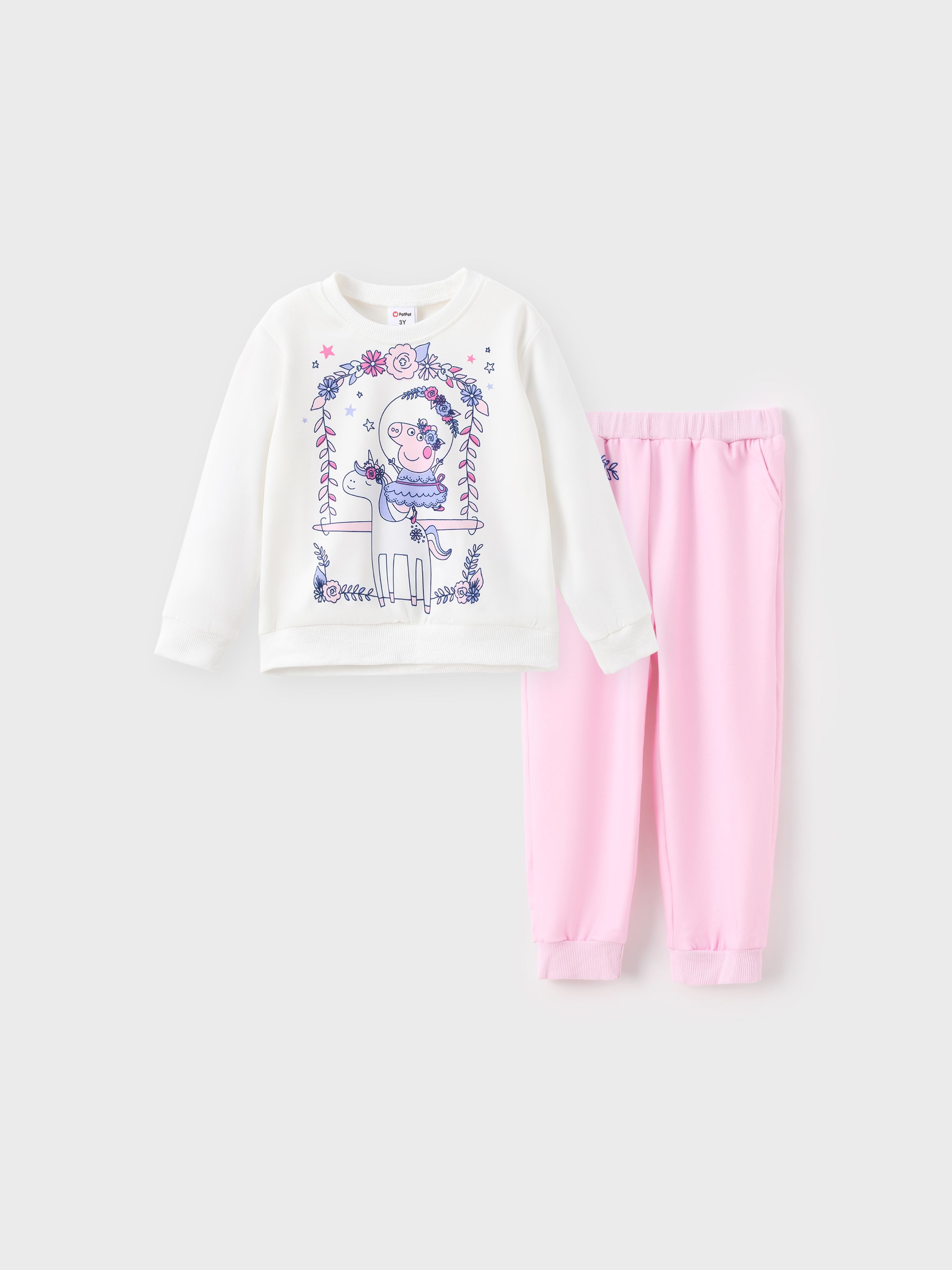 

Peppa Pig Toddler Girl 2pcs Unicorn Floral Print Long-sleeve Sweatshirt And Pants Set