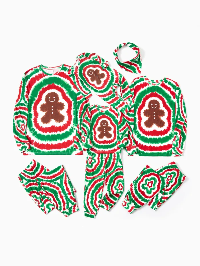 Christmas Family Red&Green Tie-Dye Gingerbread Man Pajamas Sets 