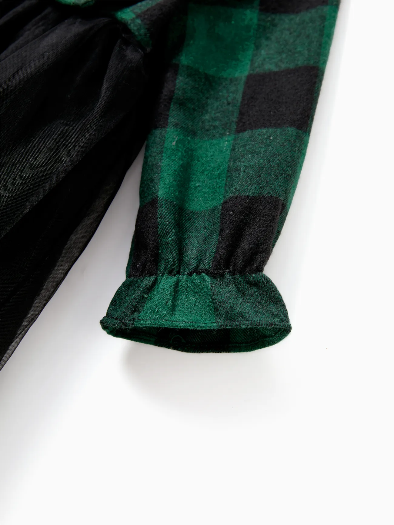 Baby Girl - Family Matching Sets Green Plaid Long Sleeves Shirt or Tulle Mesh Dress - DarkGreen - image 16