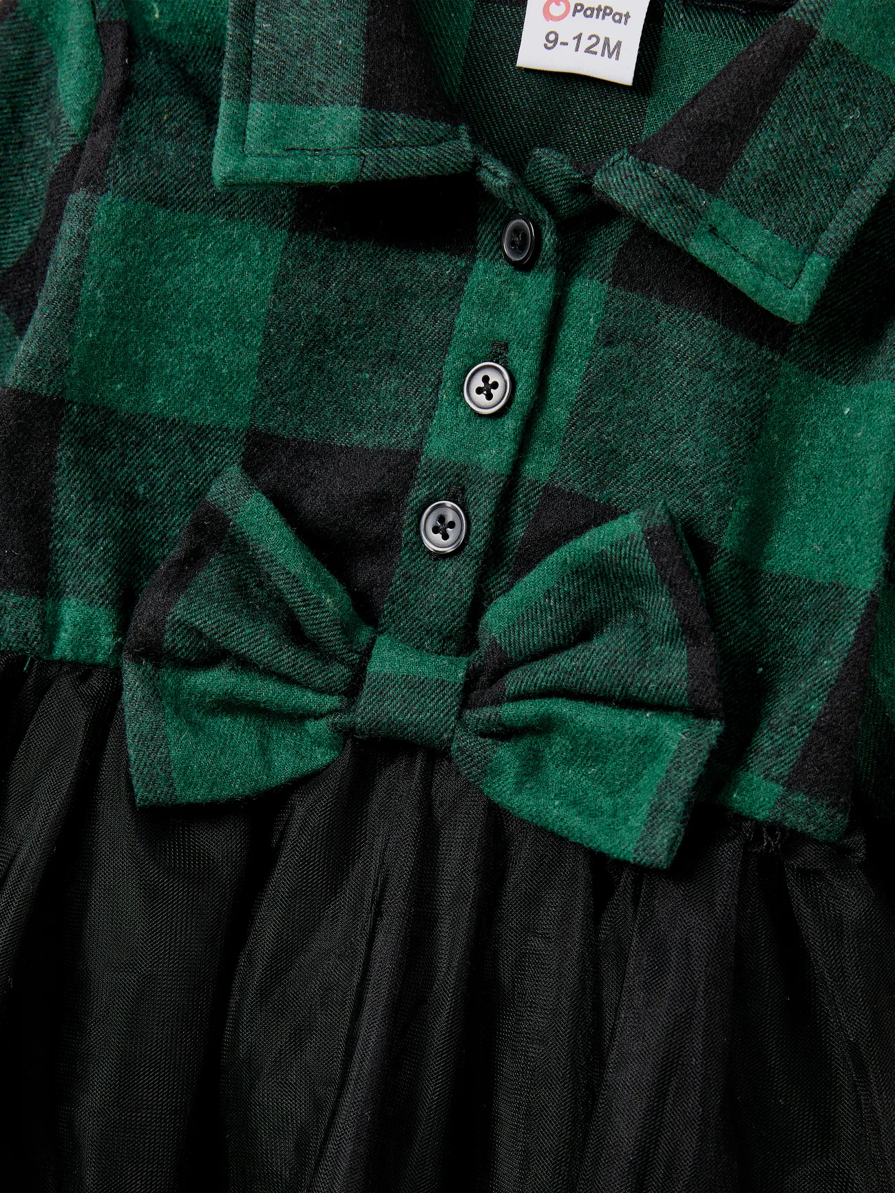 Baby Girl - Family Matching Sets Green Plaid Long Sleeves Shirt or Tulle Mesh Dress - DarkGreen - image 15