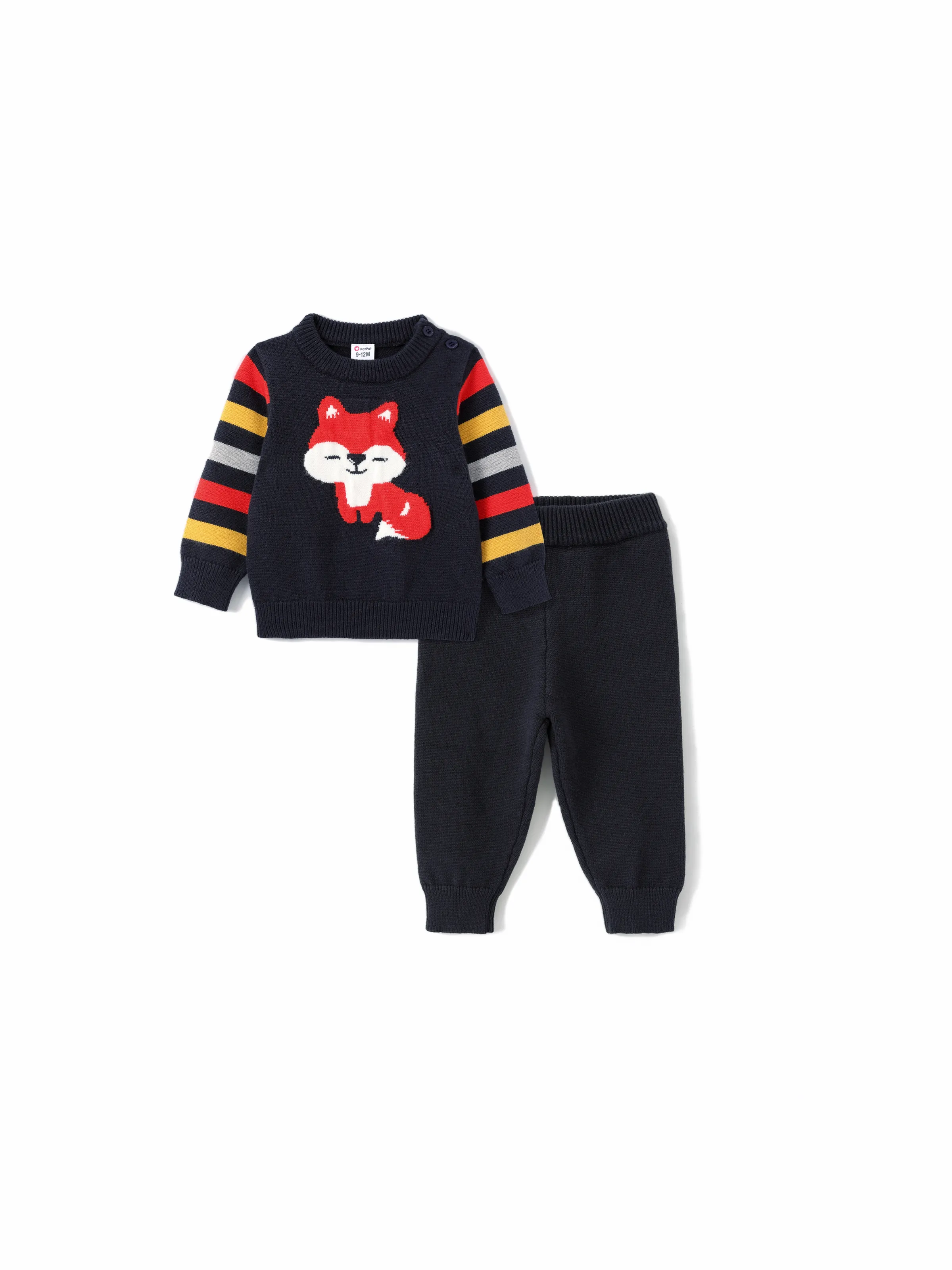 

Baby Boy 2pcs Fox Print Sweater Top and Pants Set