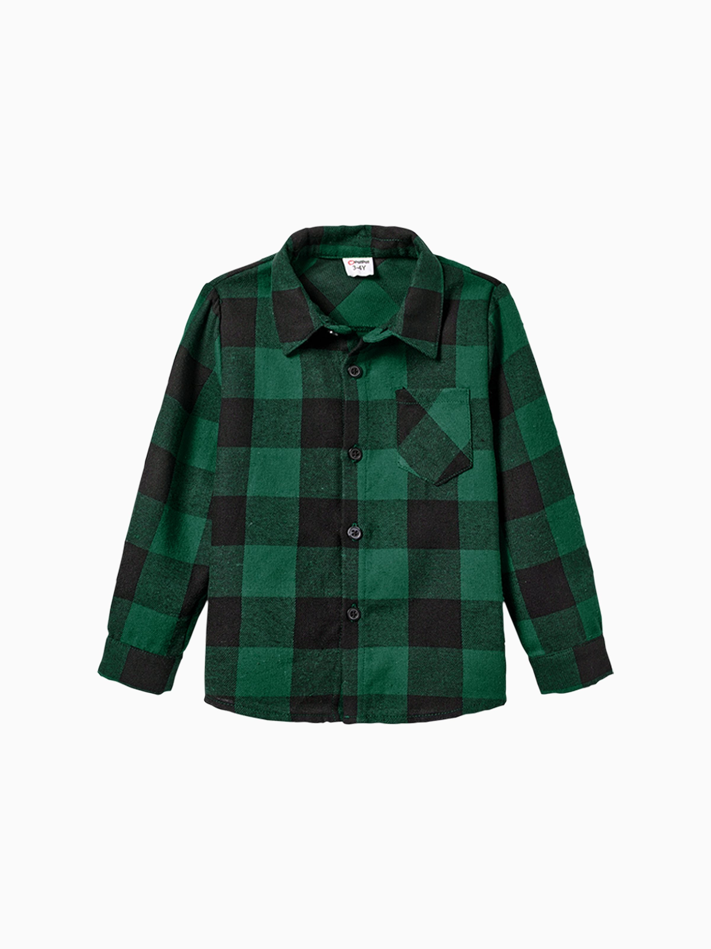 

Family Matching Sets Green Plaid Long Sleeves Shirt or Tulle Mesh Dress