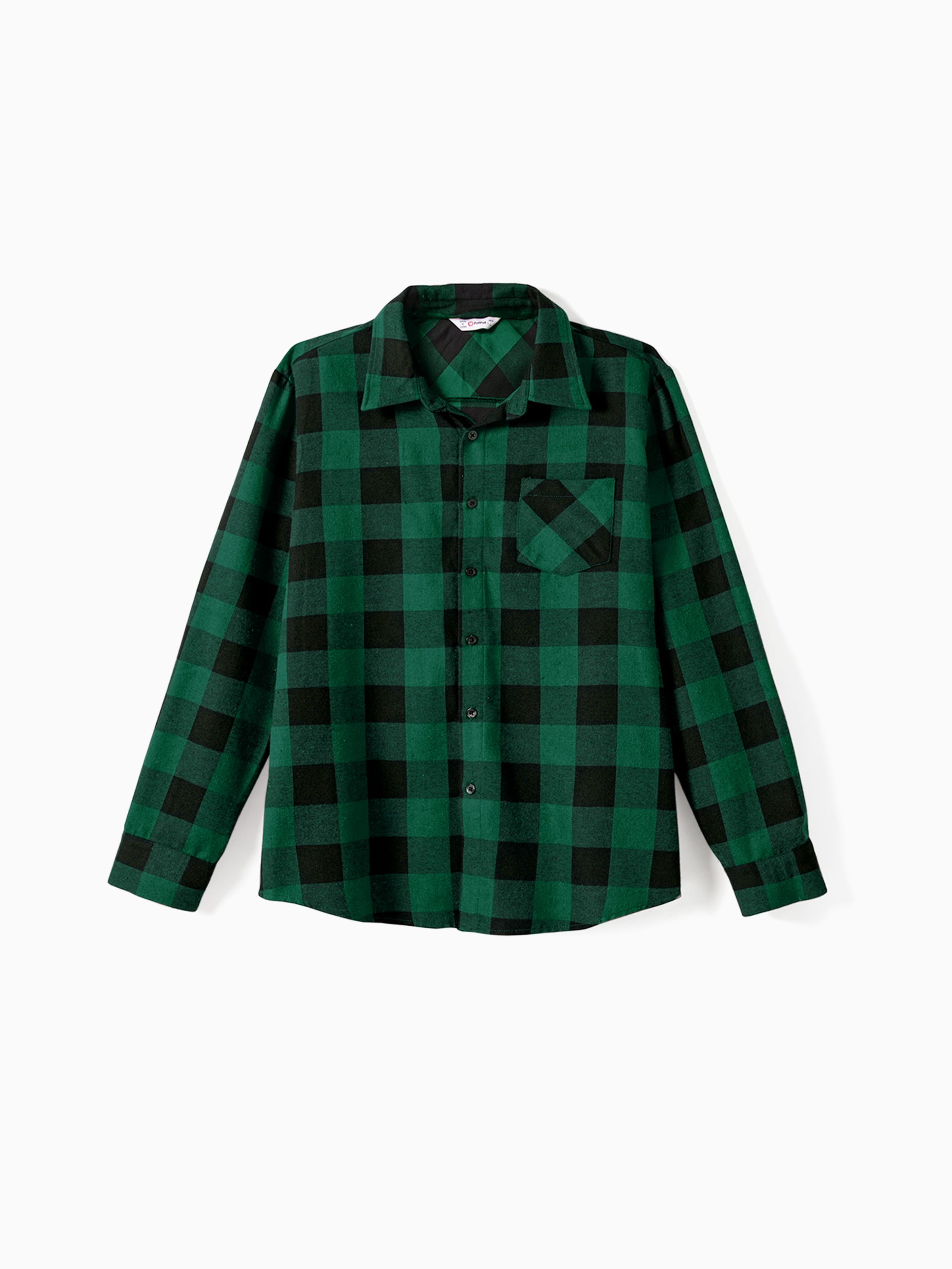 

Family Matching Sets Green Plaid Long Sleeves Shirt or Tulle Mesh Dress