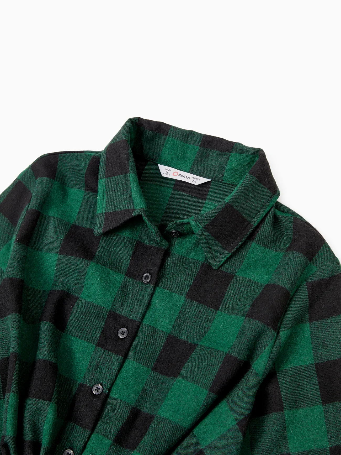 Women - Family Matching Sets Green Plaid Long Sleeves Shirt or Tulle Mesh Dress - DarkGreen - image 6