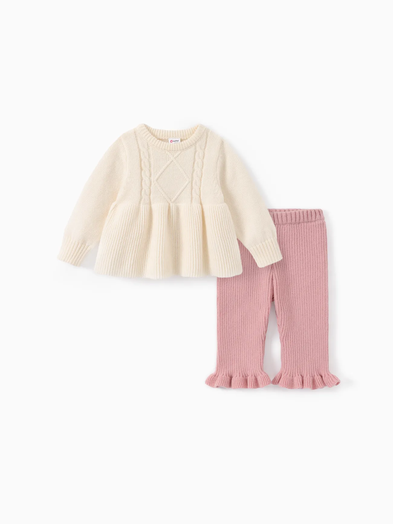 

Baby Girl 2pcs Sweater Ruffled Top and Pants Set