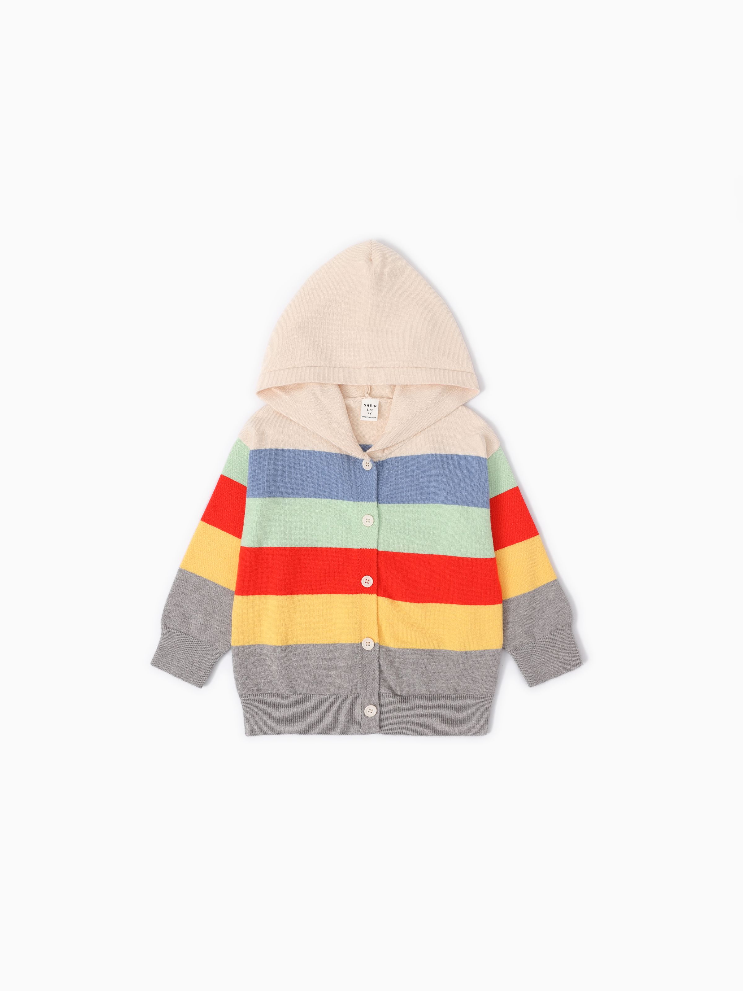 

Toddler Boy Stripe Print Hooded Sweater Jacket