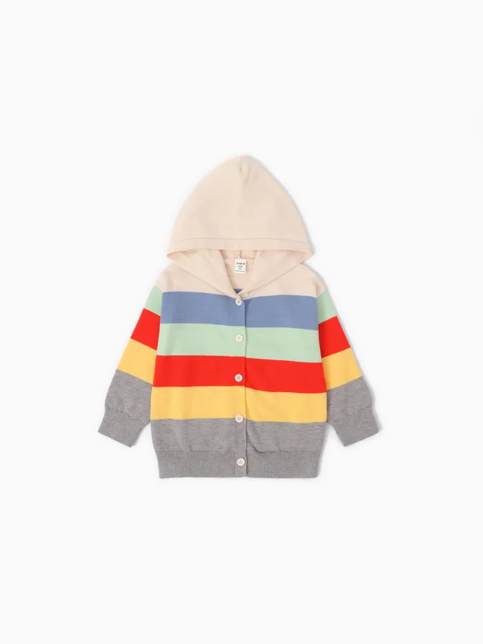 Toddler Boy Stripe Print Hooded Sweater Jacket