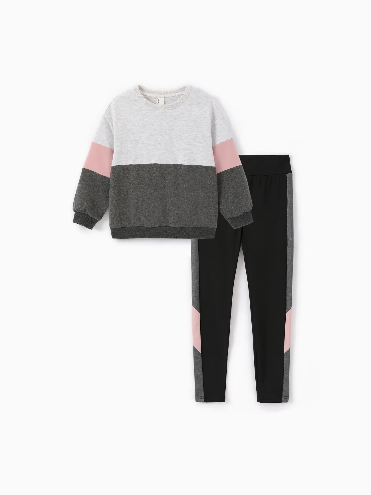 

Kid Girl 2pcs Casual Colorblock Sweatshirt and Leggings Set