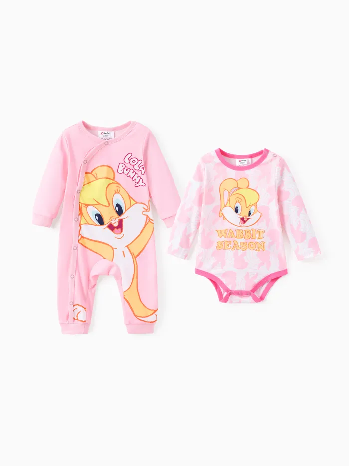 Looney Tunes Baby Jungen/Mädchen 2er-Pack Naia™ Langarm-Jumpsuit-Set mit Charakterdruck 
