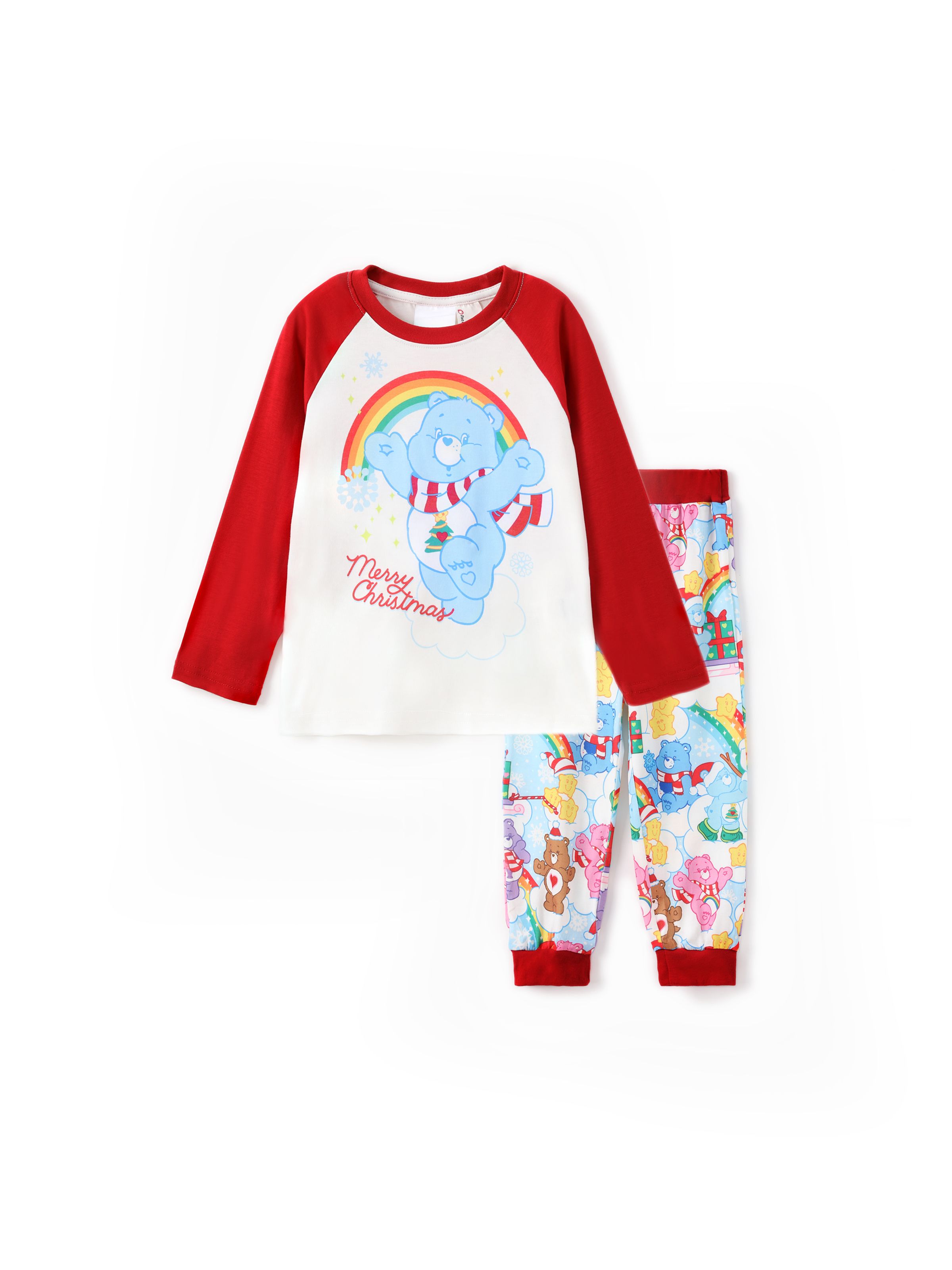 

Care Bear Family matching Christmas Rainbow Print Colorblock Long-sleeve Pajamas Set(Flame Resistant)