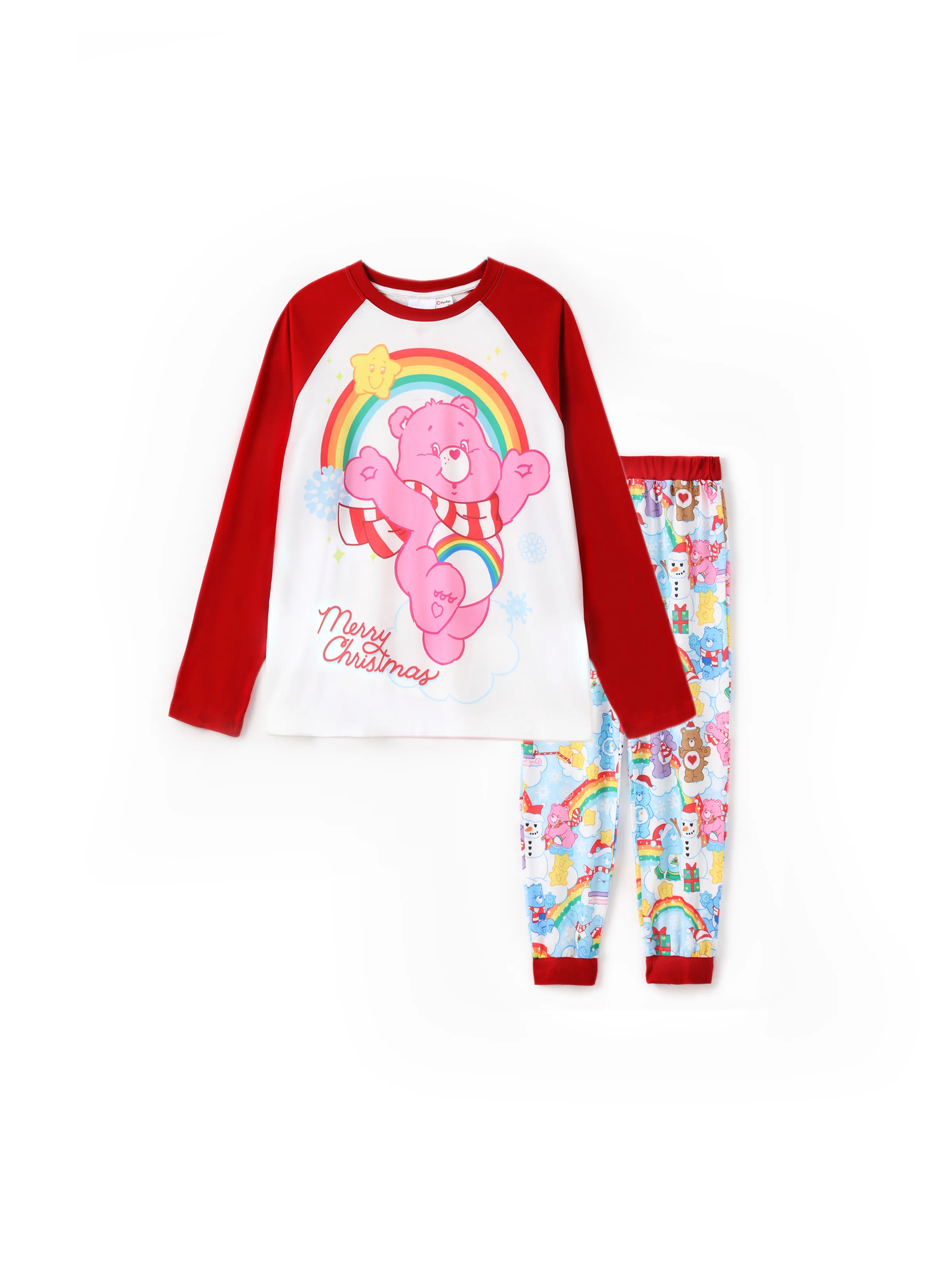 

Care Bear Family matching Christmas Rainbow Print Colorblock Long-sleeve Pajamas Set(Flame Resistant)