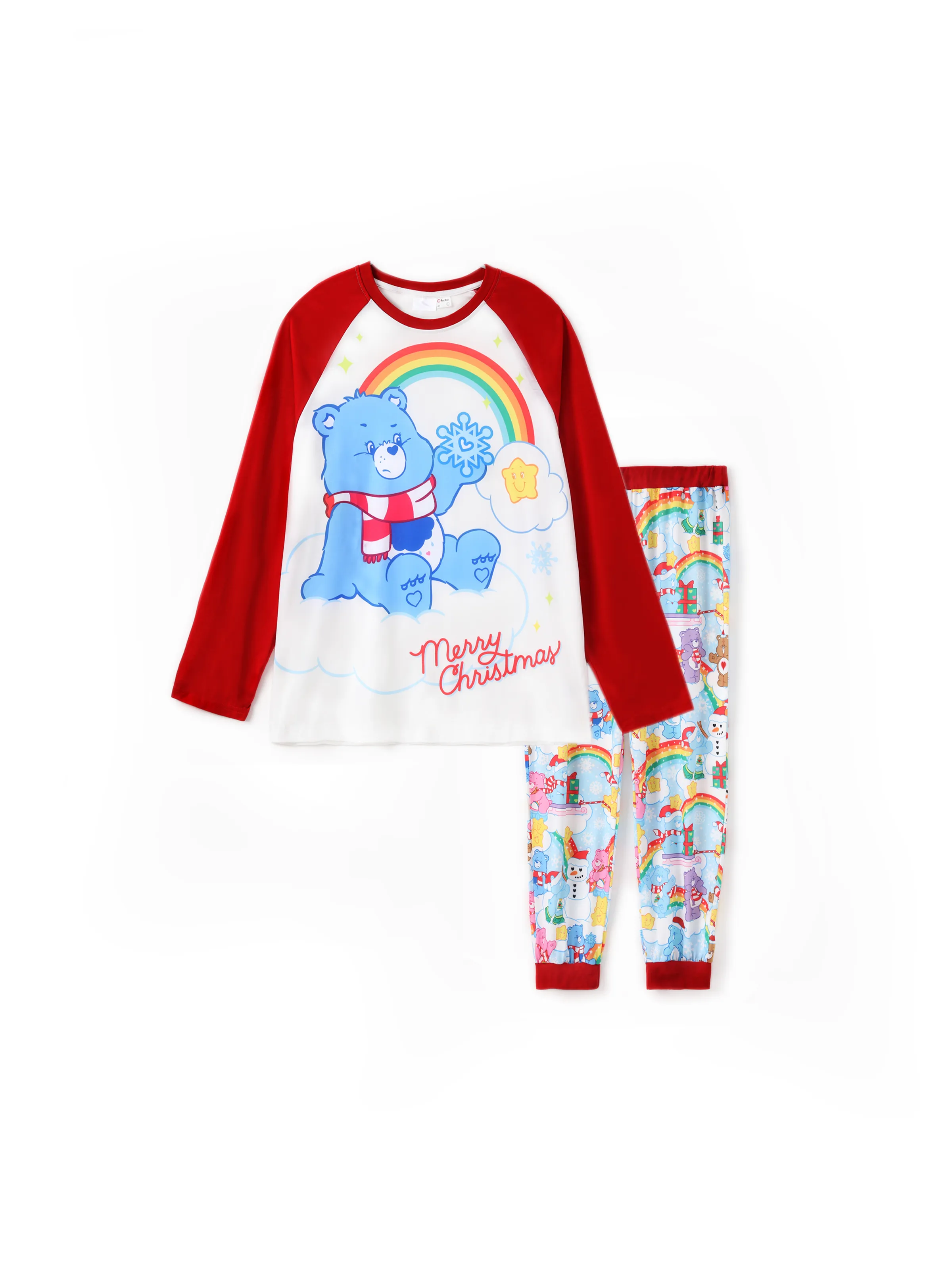 

Care Bear Family matching Christmas Rainbow Print Colorblock Long-sleeve Pajamas Set(Flame Resistant)
