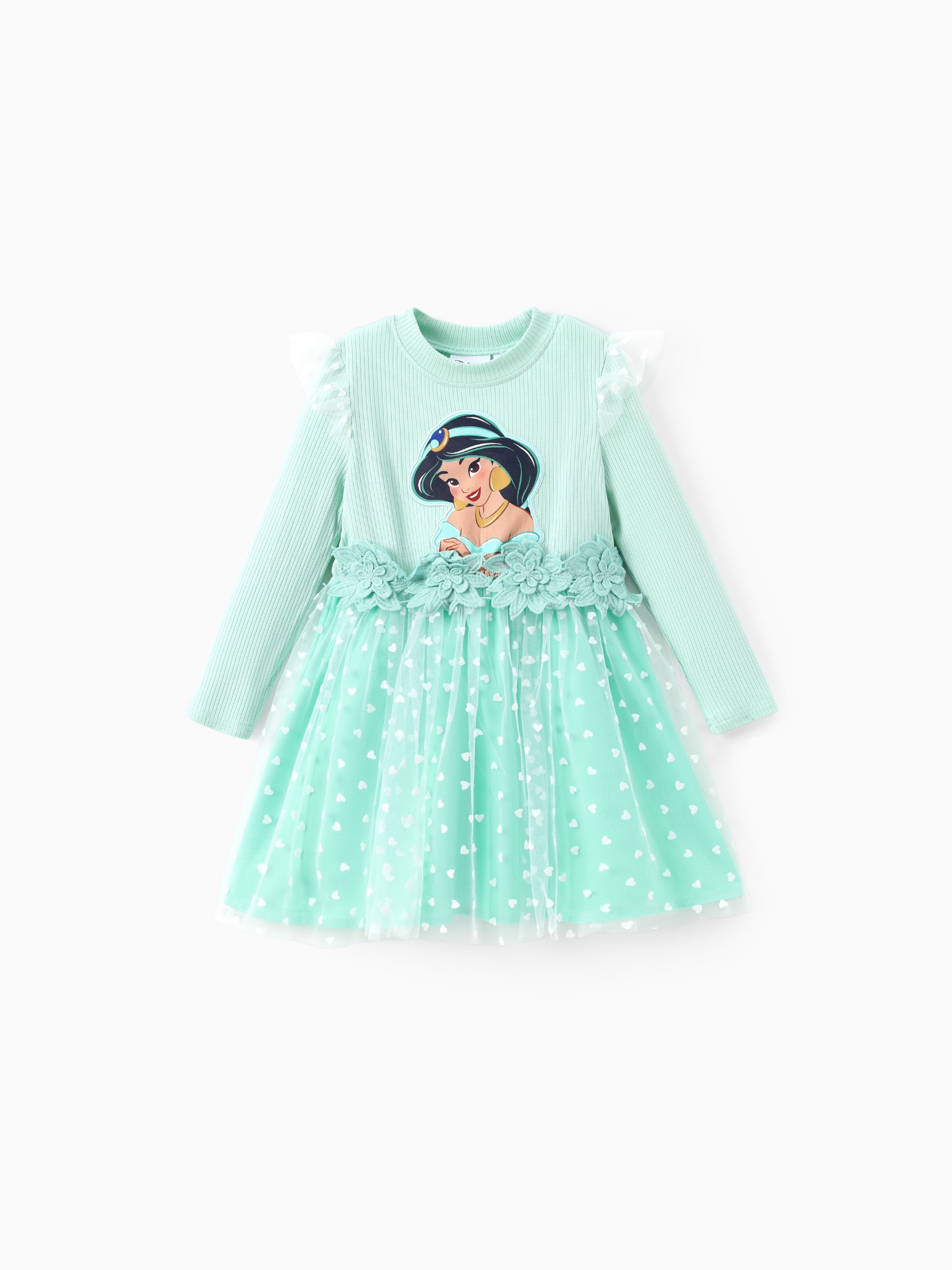 

Disney Princess Toddler Girl 1pc Rapunzel/Jasmine Dimensional Floral Heart Tulle Dress