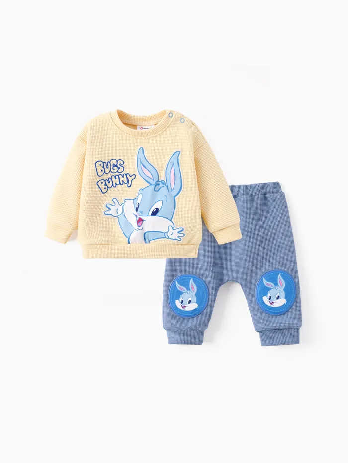 Looney Tunes Bambino Ragazzo/Ragazza 2pcs Carattere Ricamato Manica Lunga Maglia Top E Pantaloni Set 