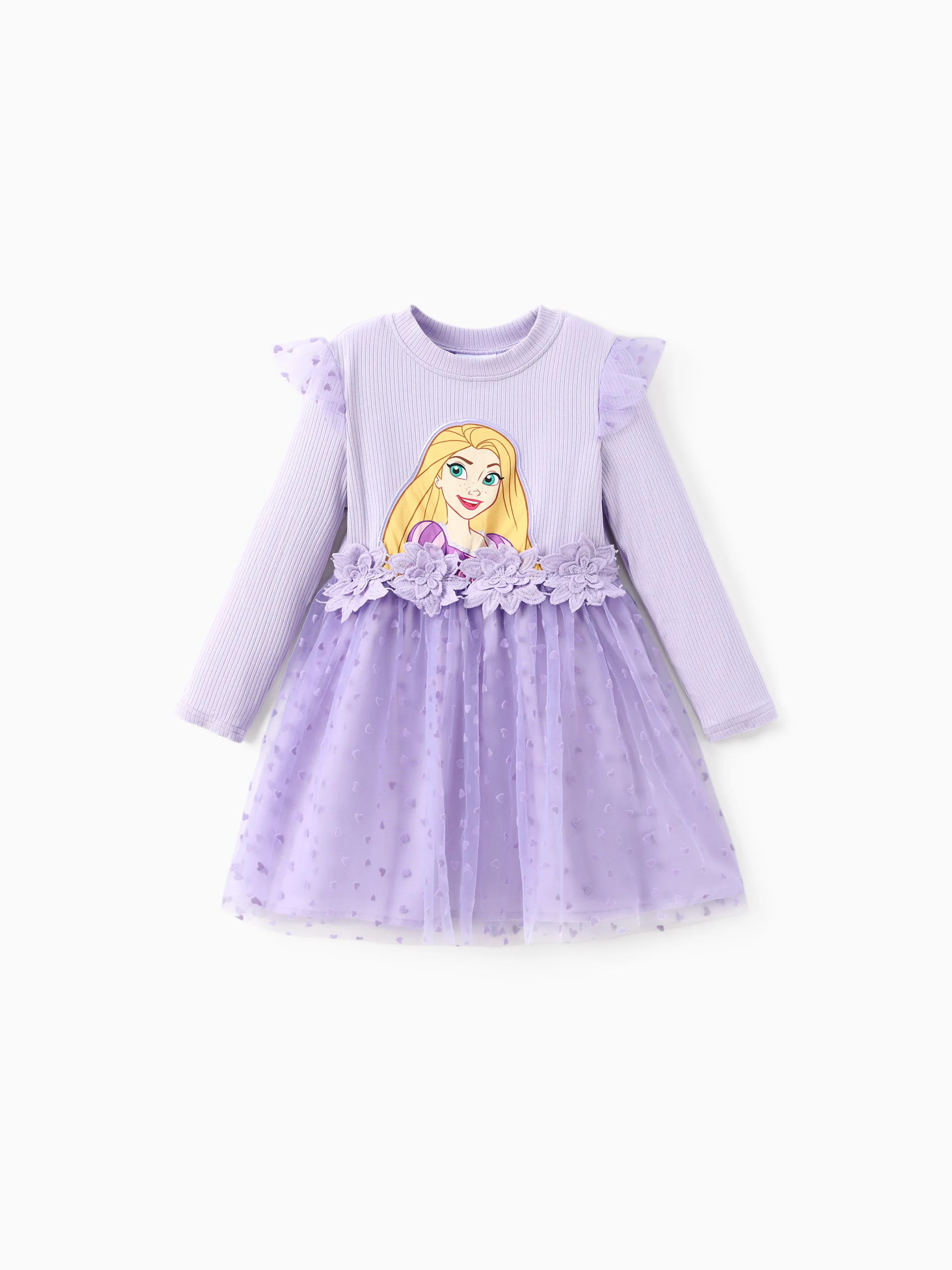 

Disney Princess Toddler Girl 1pc Rapunzel/Jasmine Dimensional Floral Heart Tulle Dress