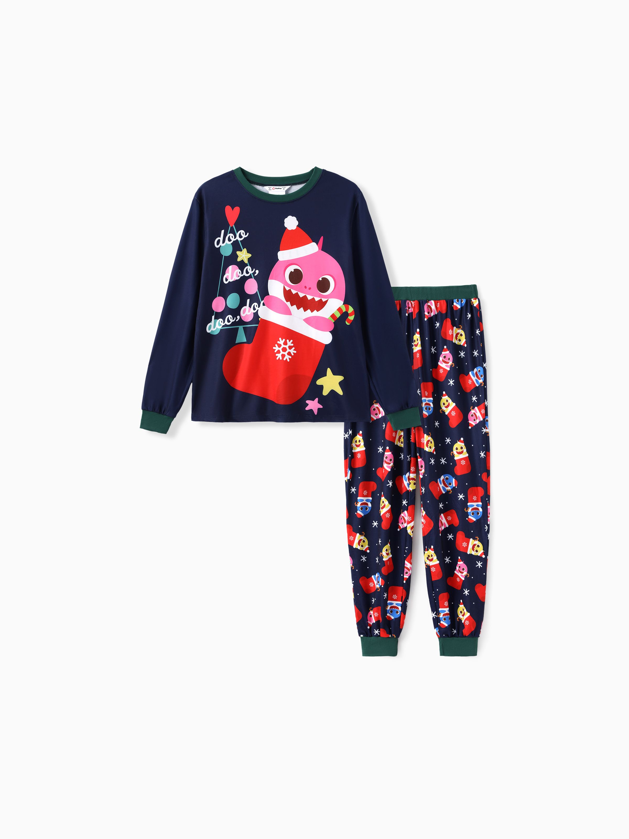 Baby Shark Family matching Christmas Santa Sock Allover Print Pajamas Set Flame Resistant Only 38.99 PatPat US Mobile